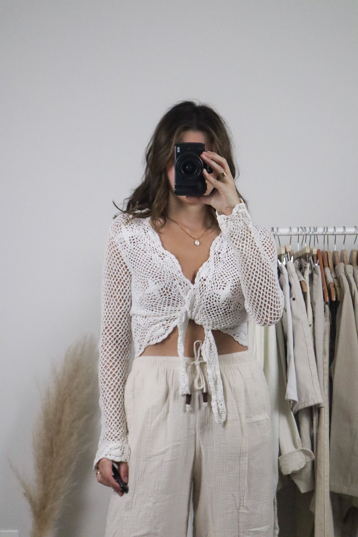 Vintage x Cotton Crochet Tie Cardigan (M)