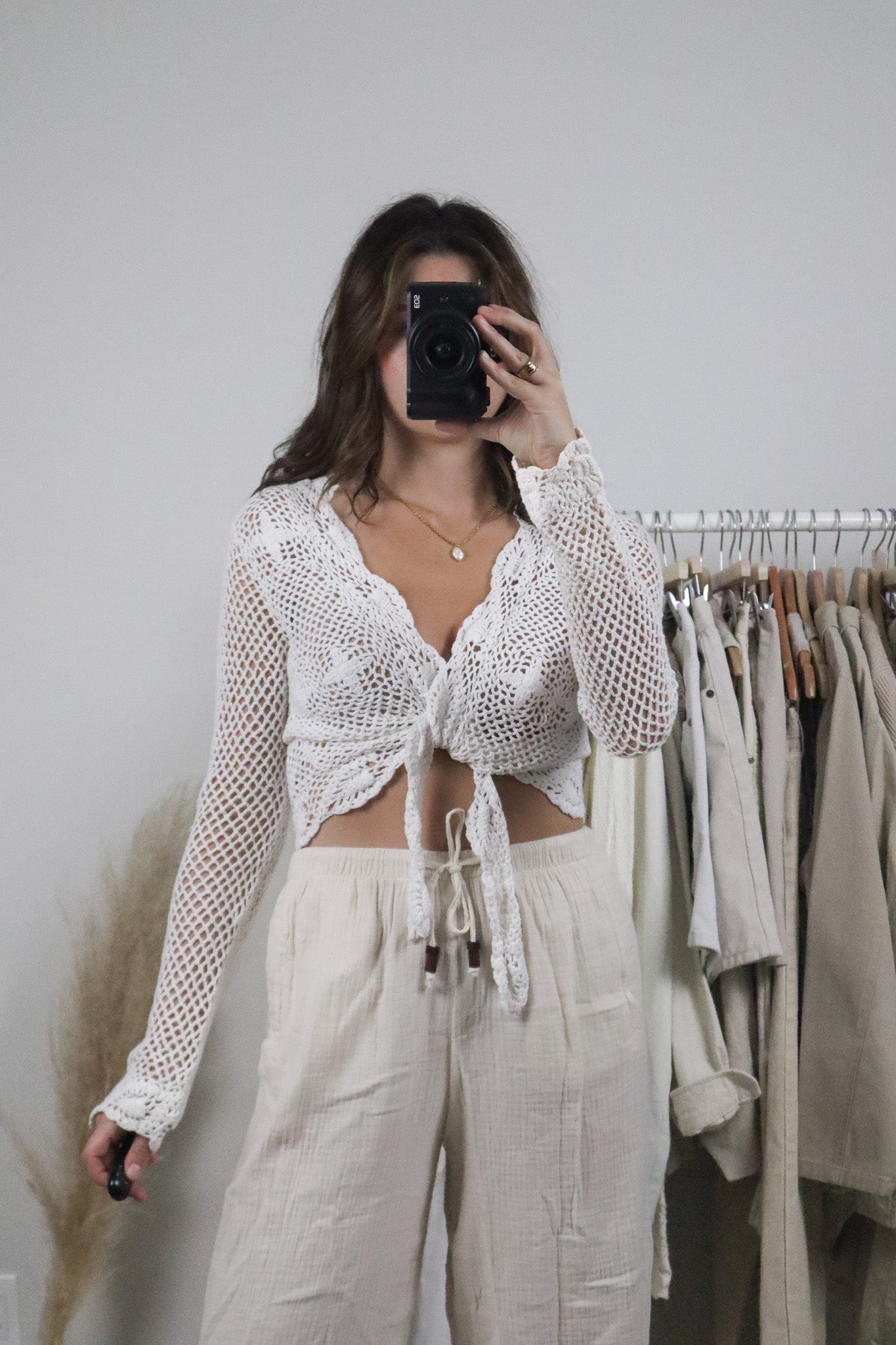 Vintage x Cotton Crochet Tie Cardigan (M)