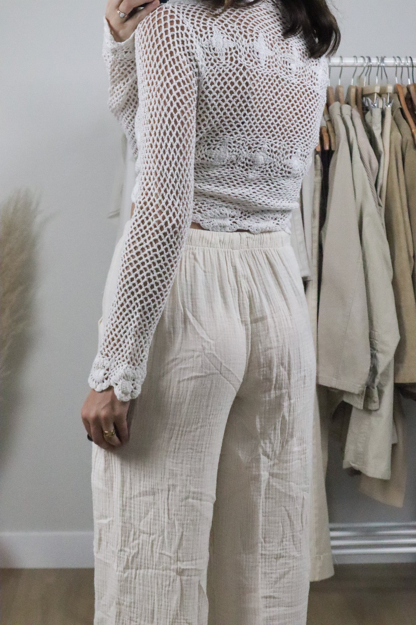 Vintage x Cotton Crochet Tie Cardigan (M)