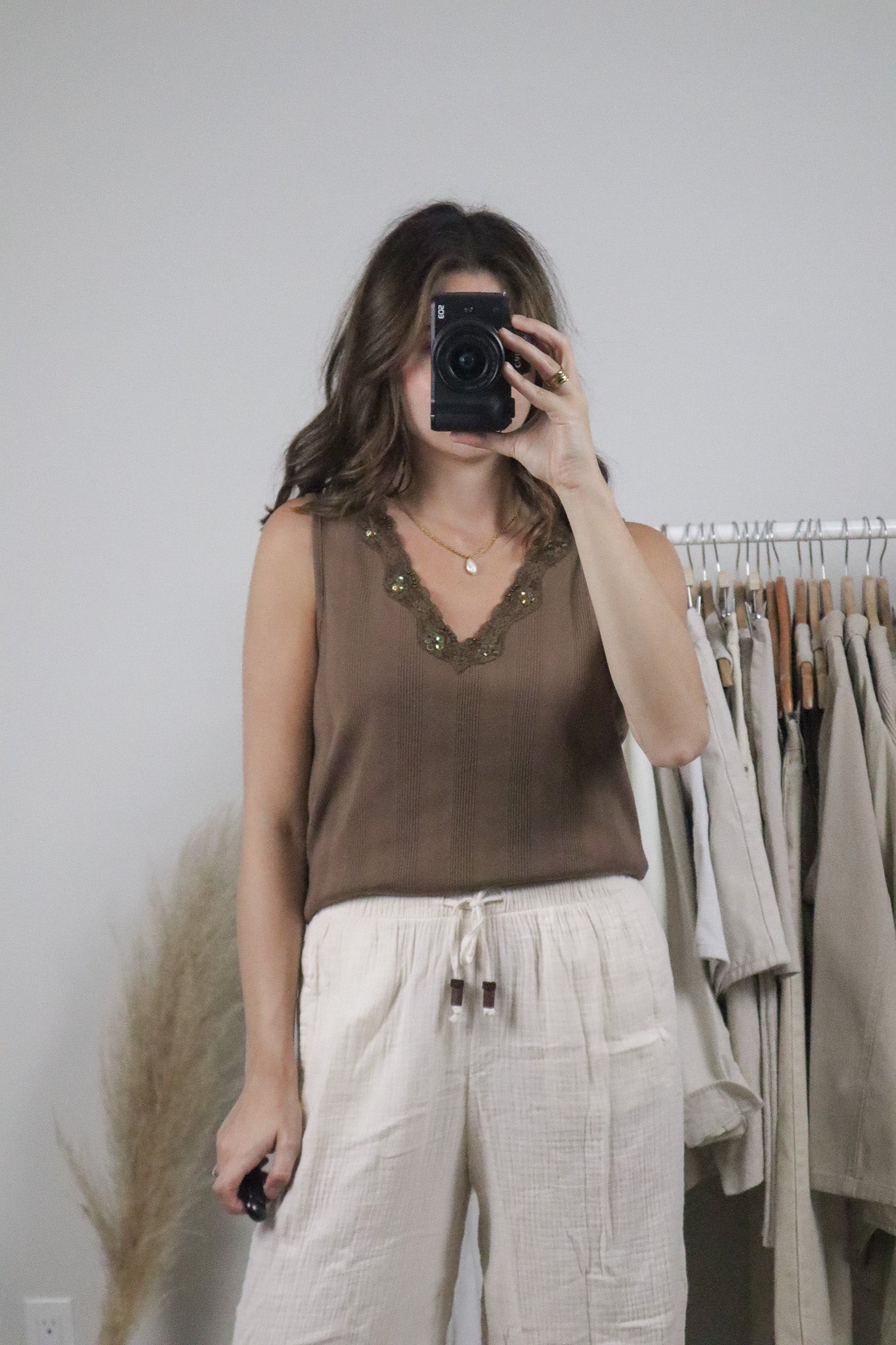 Deadstock x Vintage x Textured Sequin Lace Tank (L/XL)