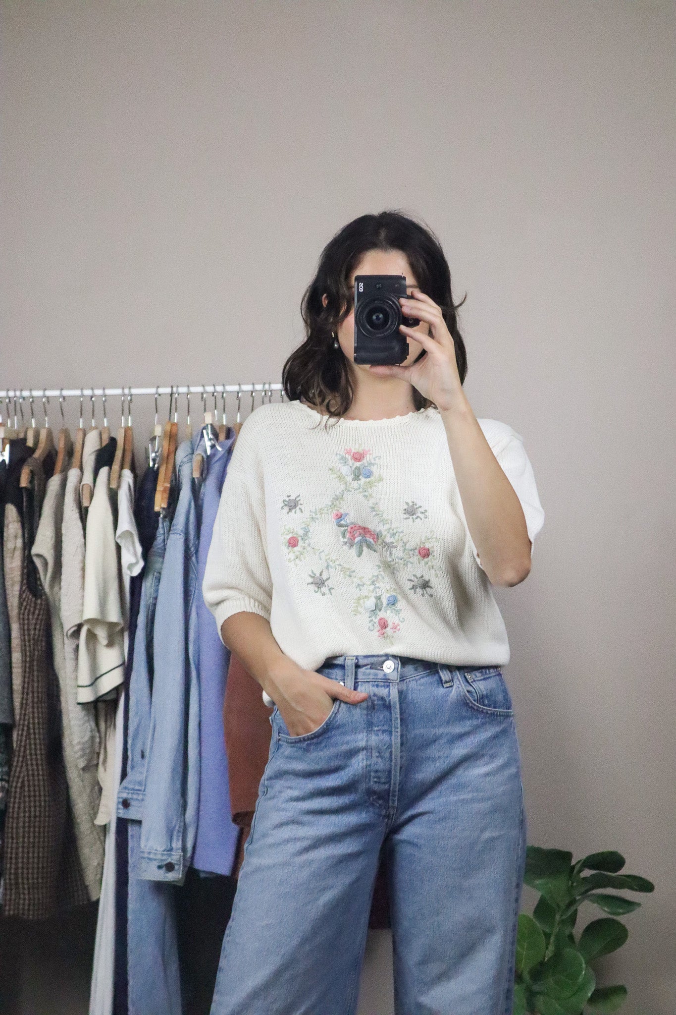 Vintage x Embroidered Short-Sleeve Knit (M)