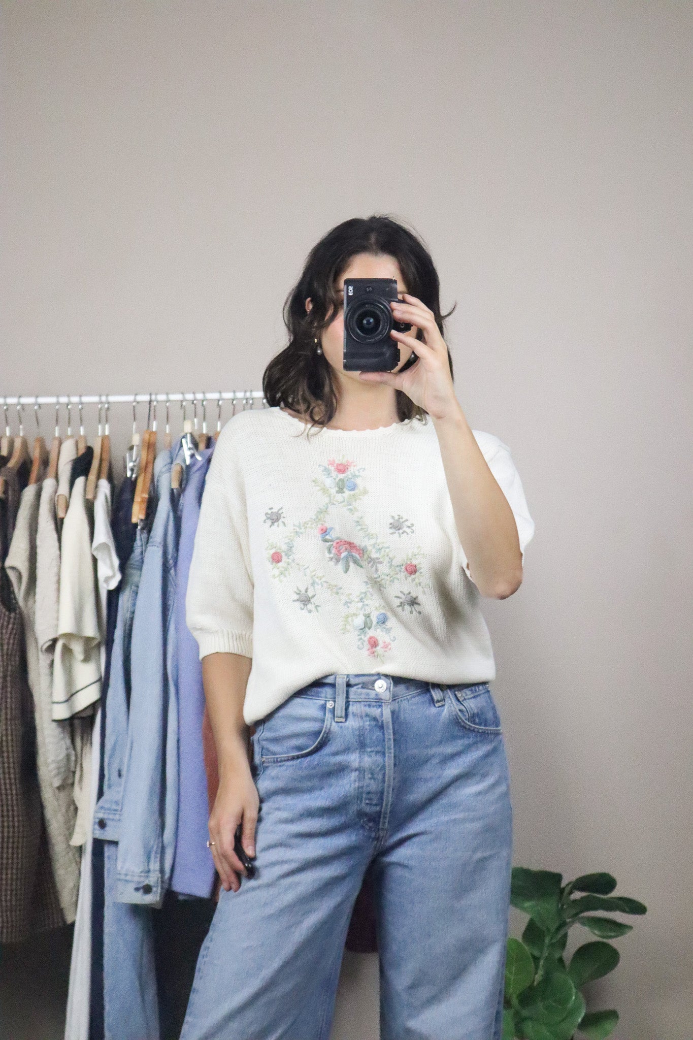 Vintage x Embroidered Short-Sleeve Knit (M)