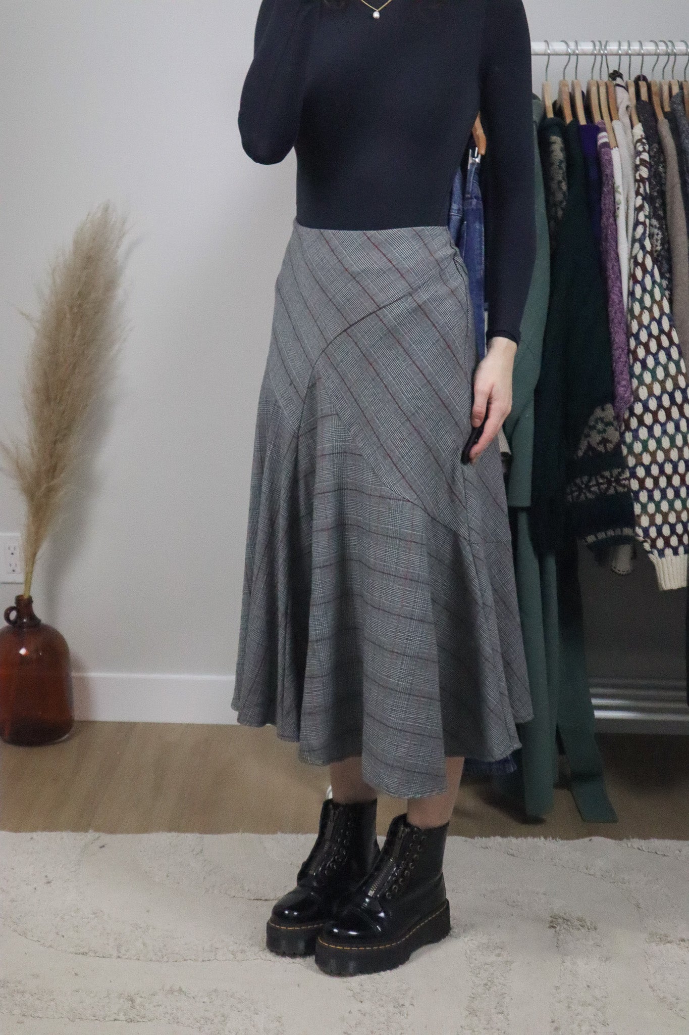 Vintage x Plaid Midi Skirt (8)