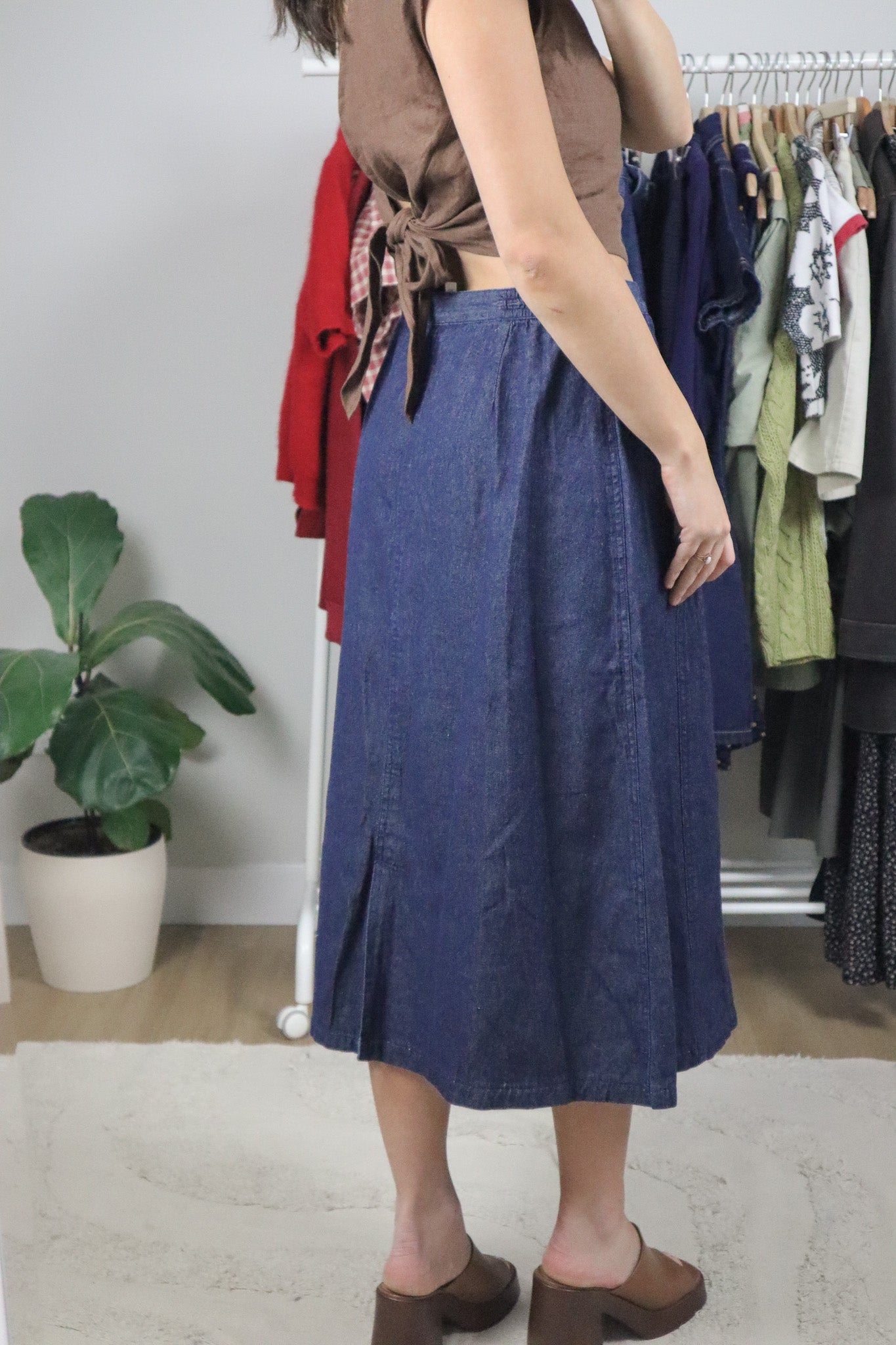 Vintage x Cotton Denim Button Skirt (10)
