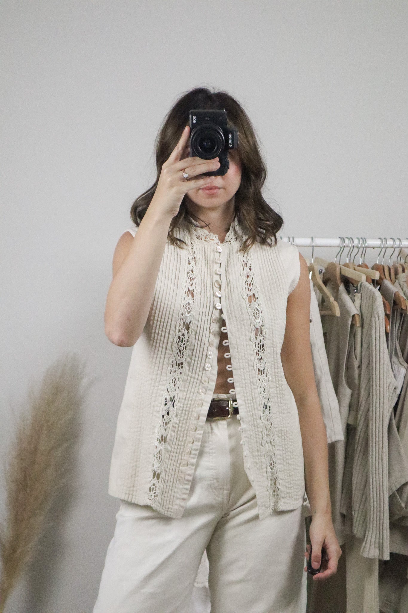 Vintage x Lace Button Tank (M/L)