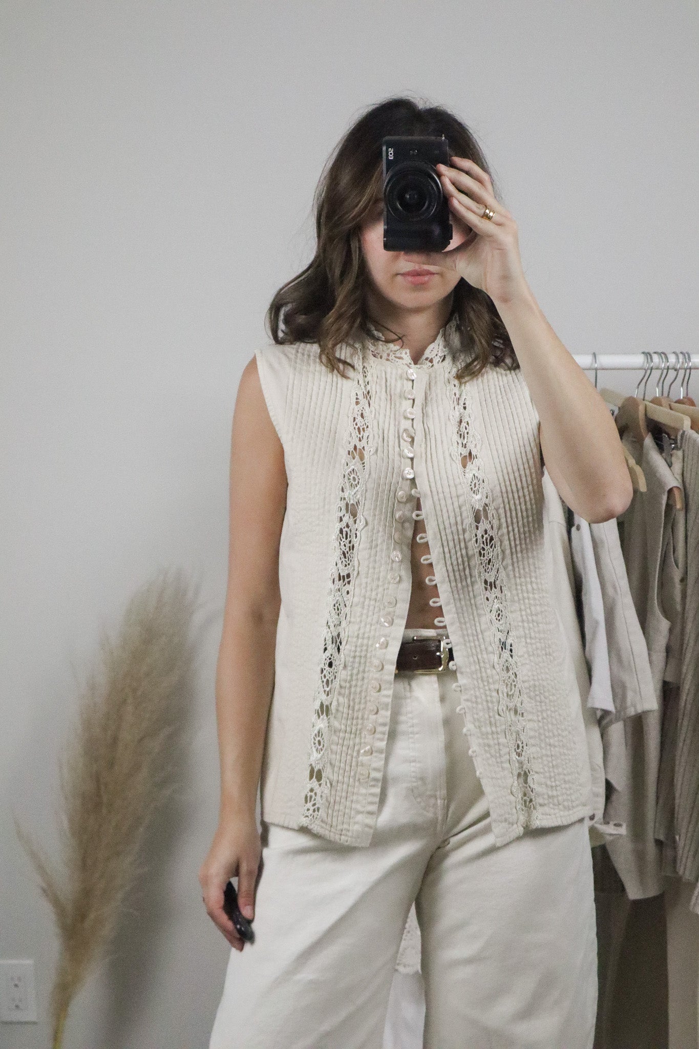 Vintage x Lace Button Tank (M/L)