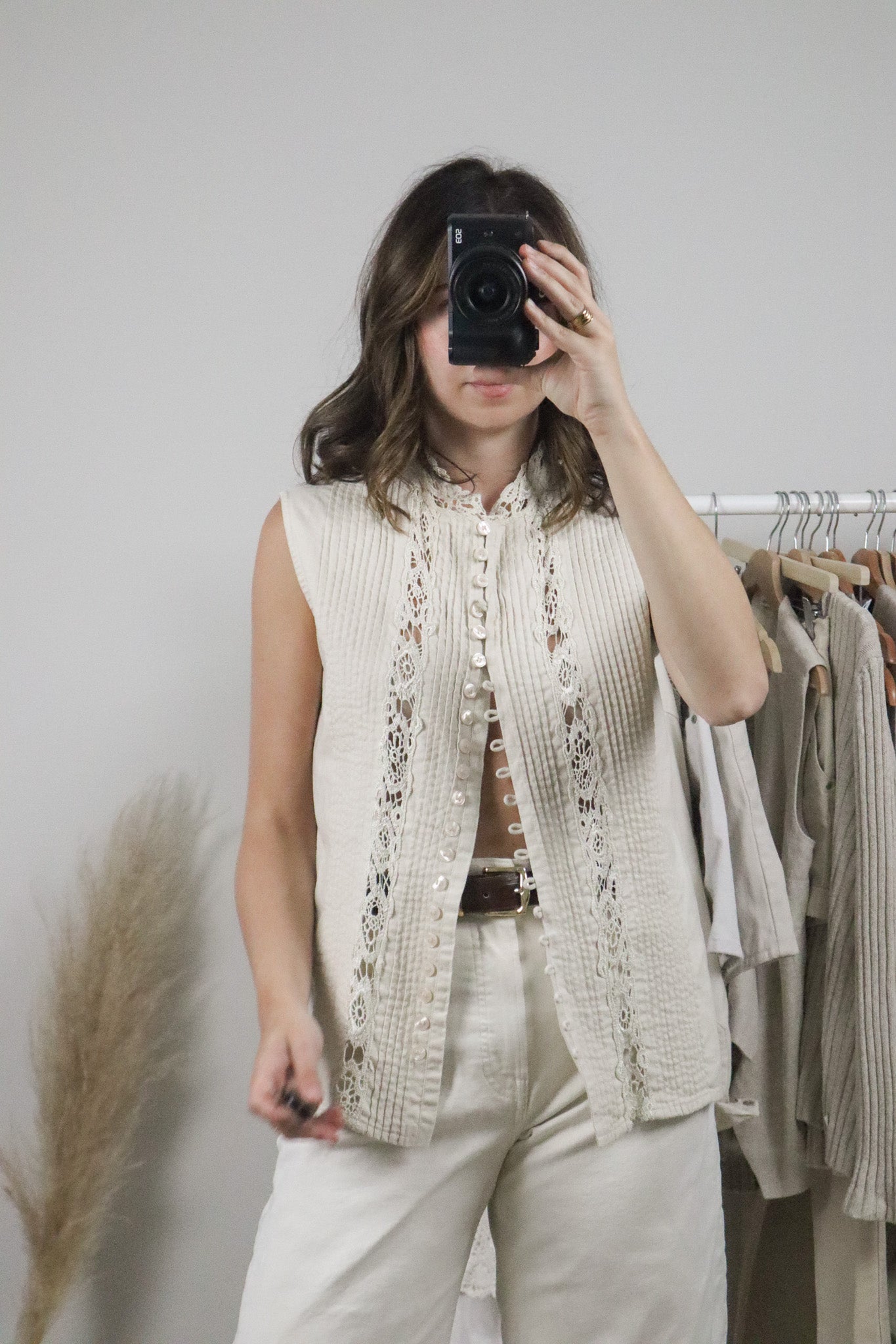 Vintage x Lace Button Tank (M/L)