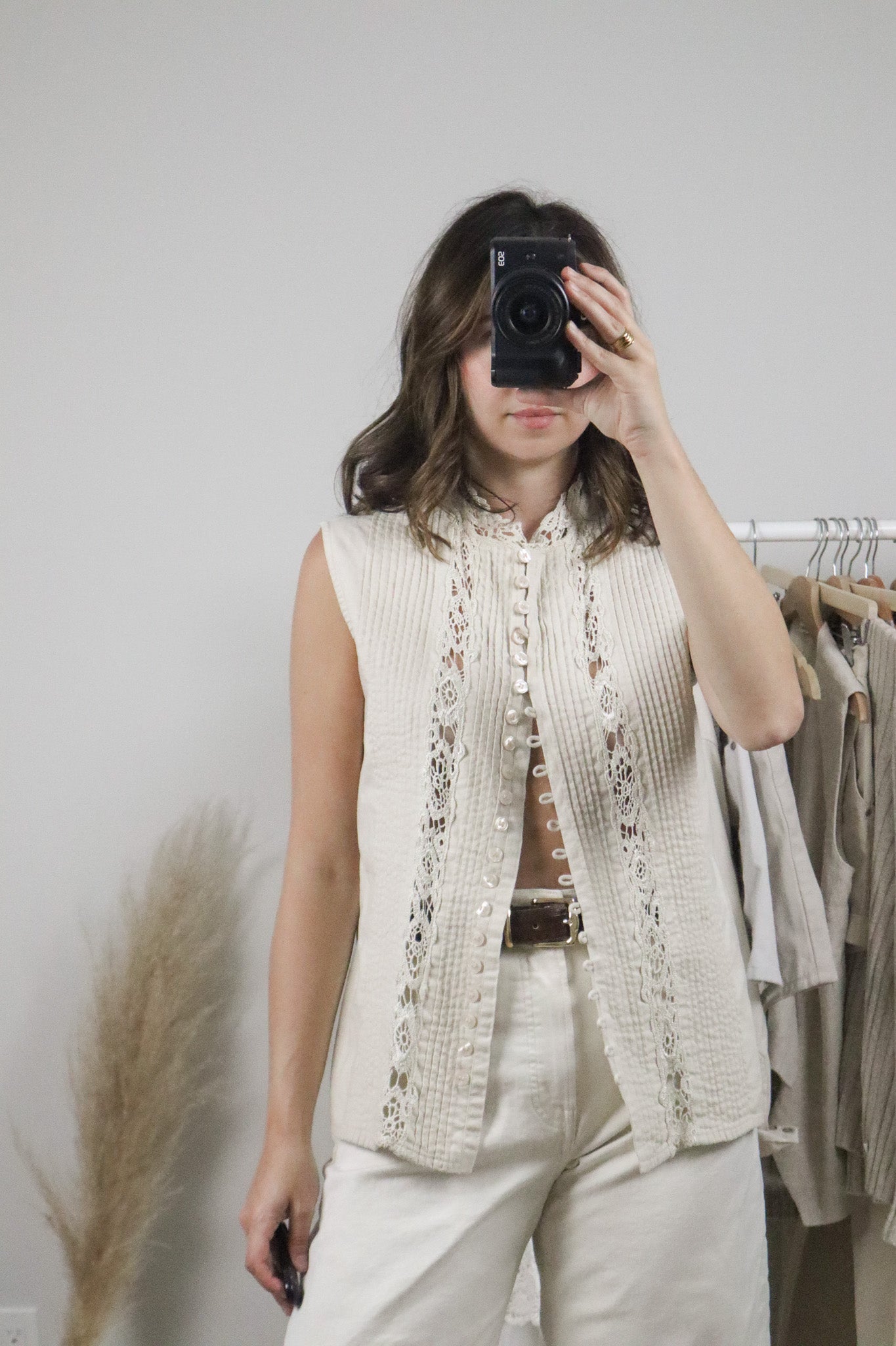 Vintage x Lace Button Tank (M/L)