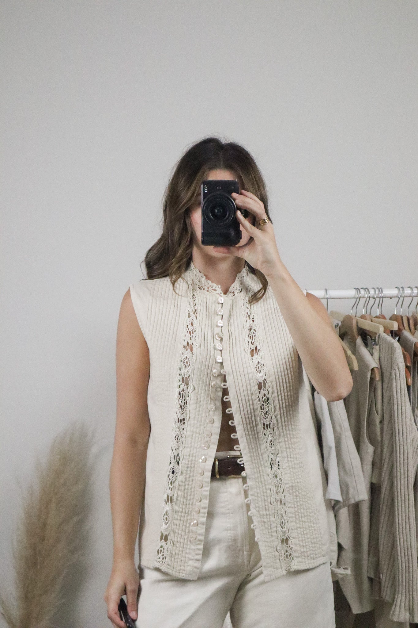 Vintage x Lace Button Tank (M/L)