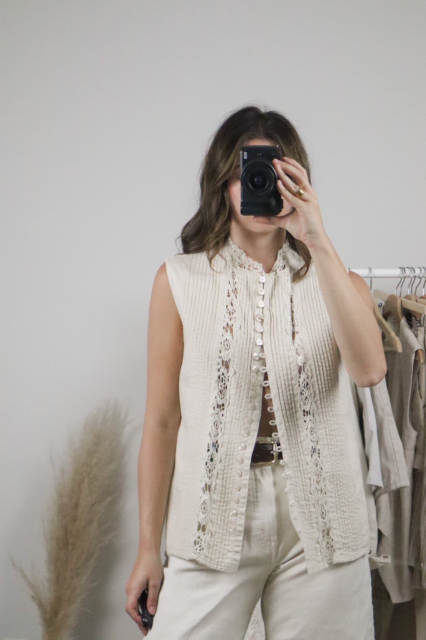 Vintage x Lace Button Tank (M/L)