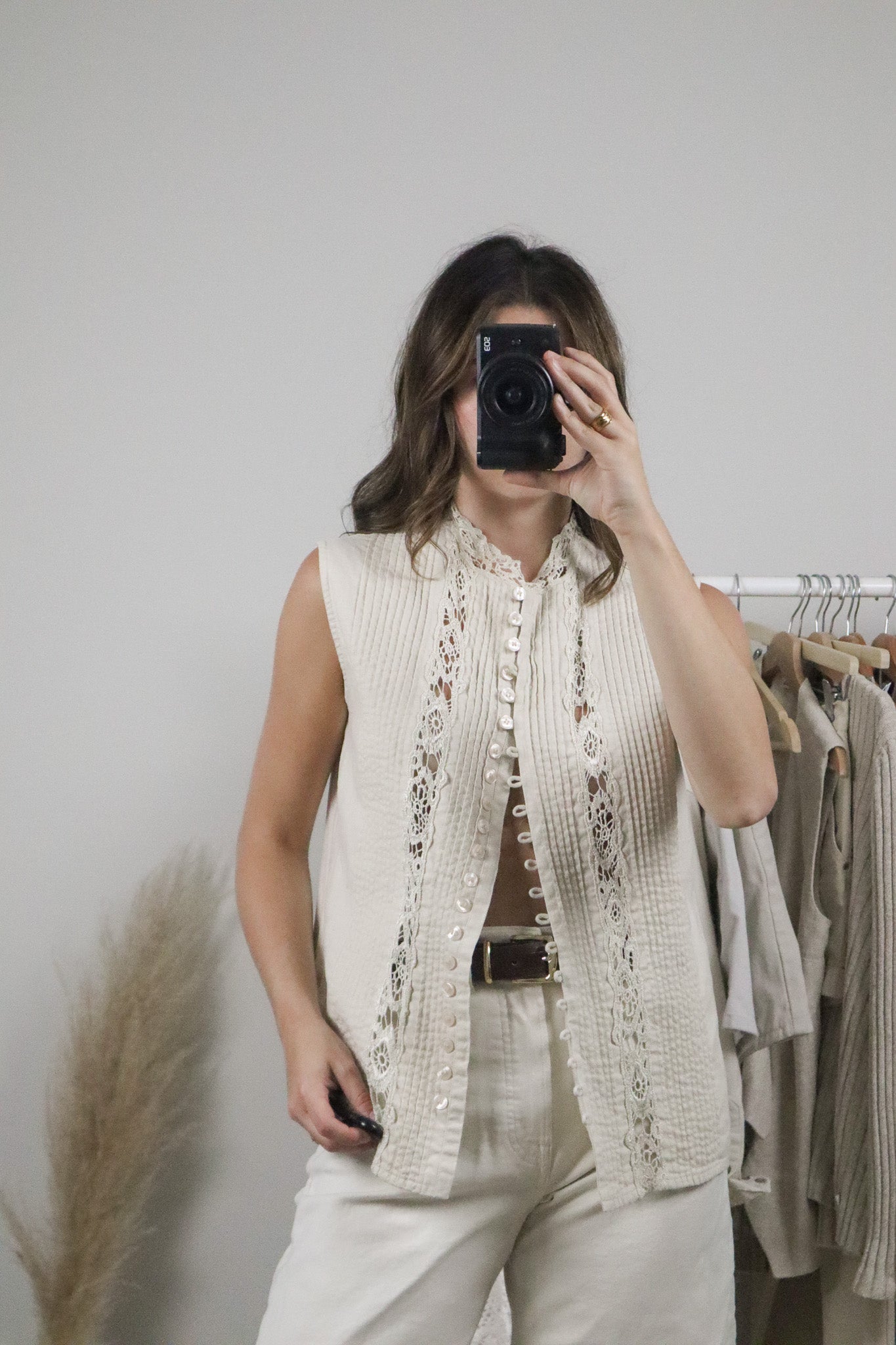 Vintage x Lace Button Tank (M/L)