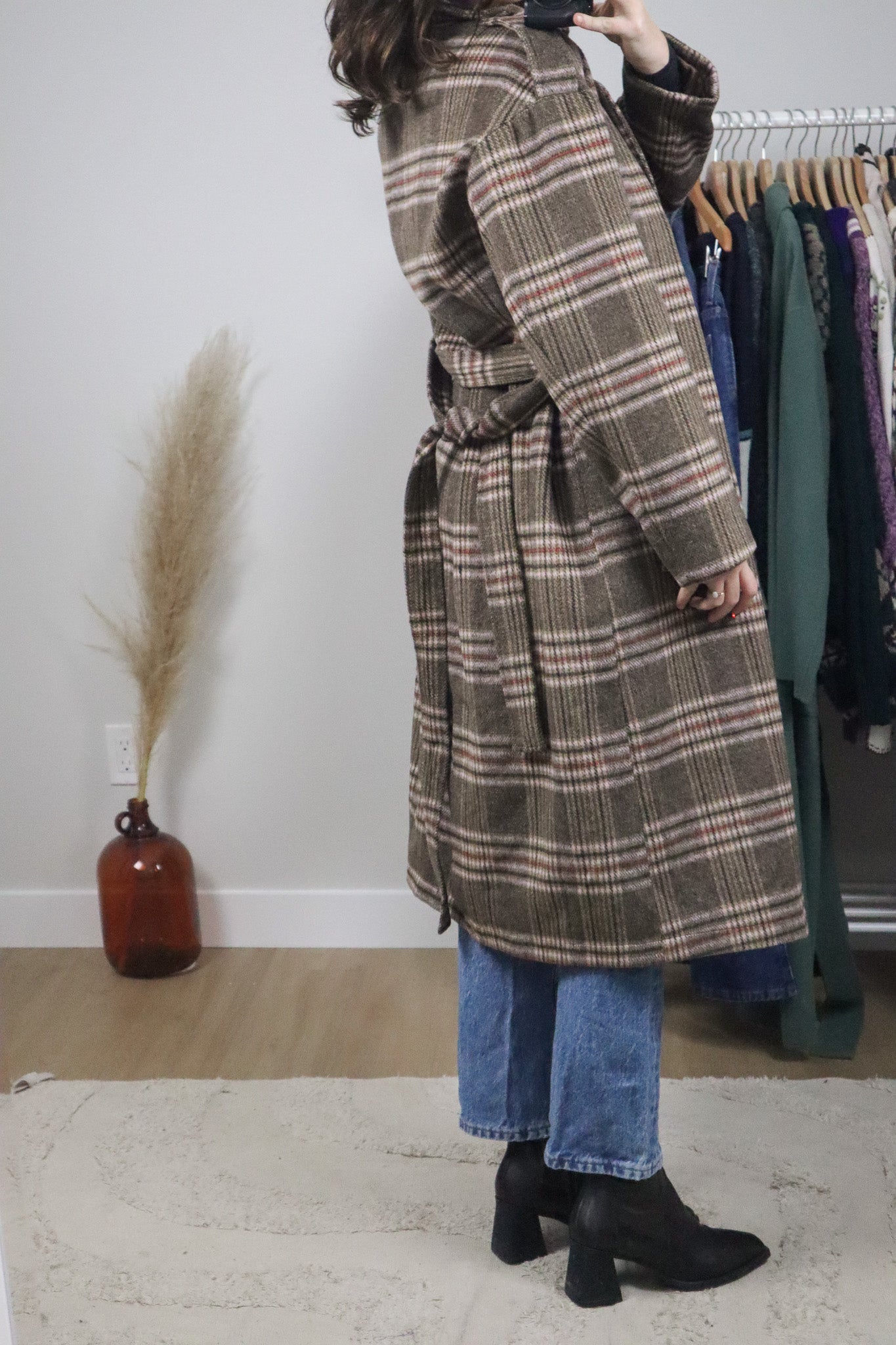 Modern x Wool Blend Plaid Coat (S)