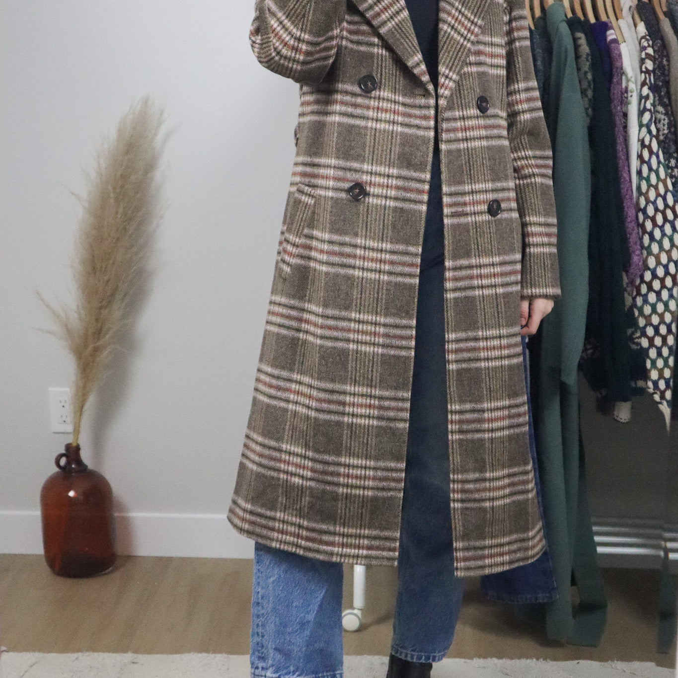 Modern x Wool Blend Plaid Coat (S)