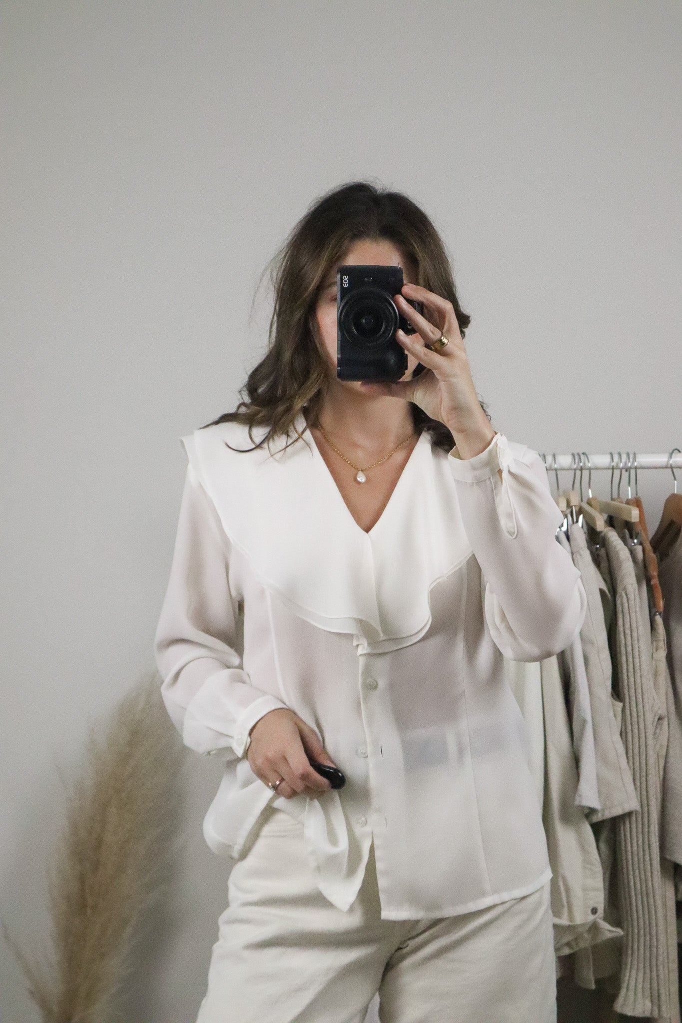 Vintage x Collared Sheer Blouse (M)