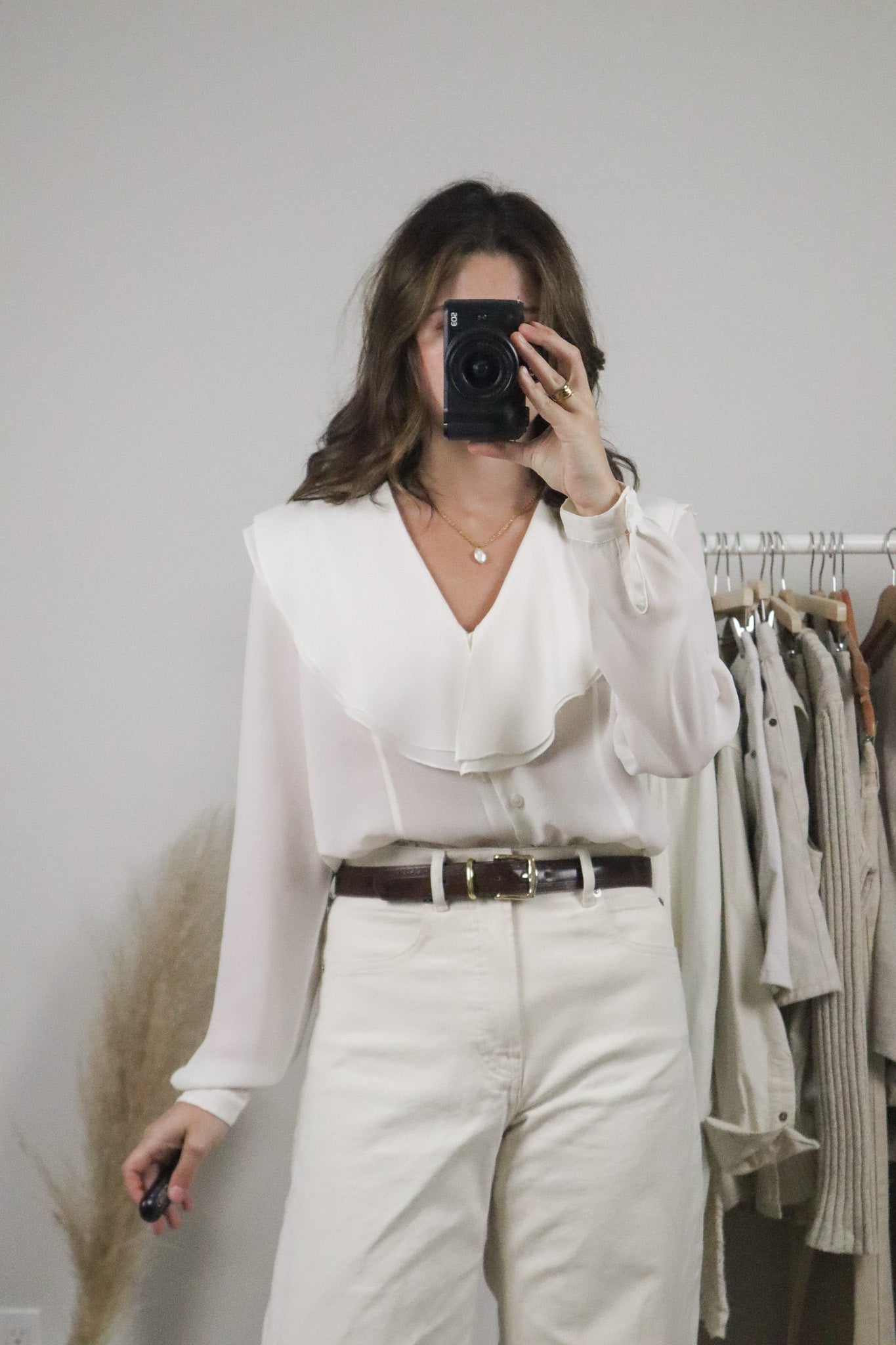 Vintage x Collared Sheer Blouse (M)