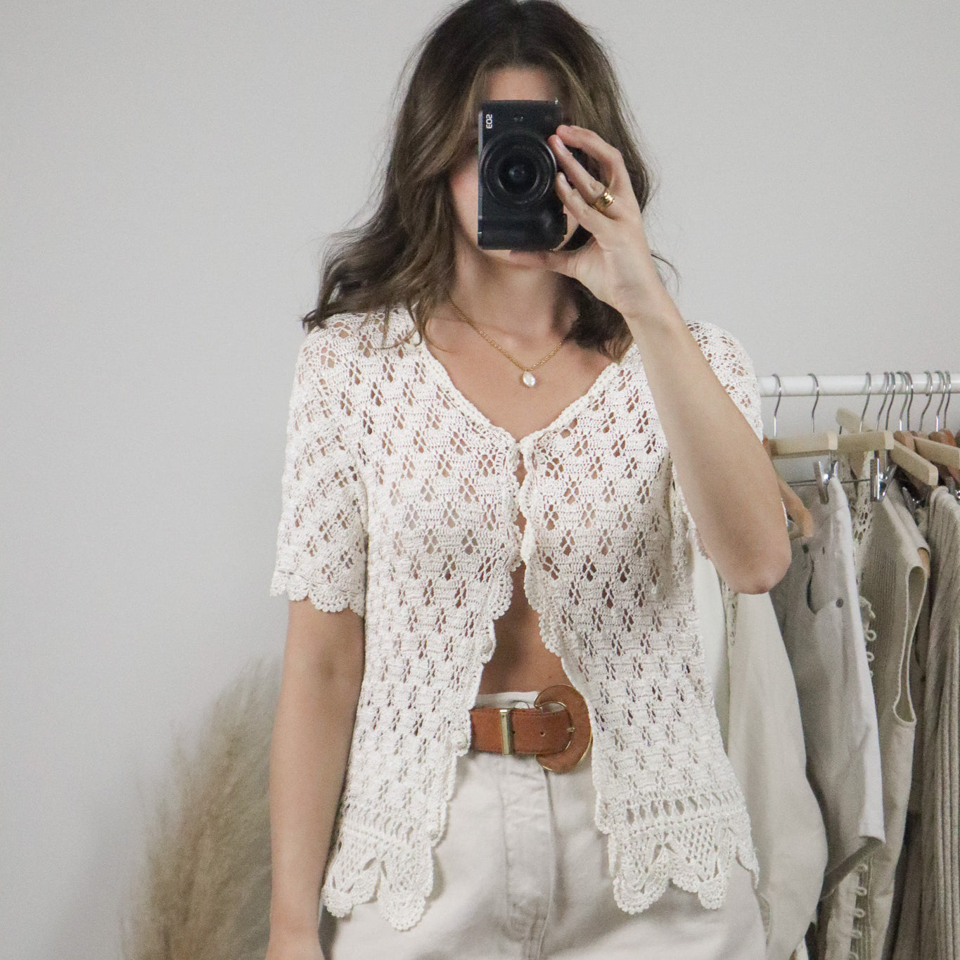 Vintage x Crochet Short Sleeve Knit (S)