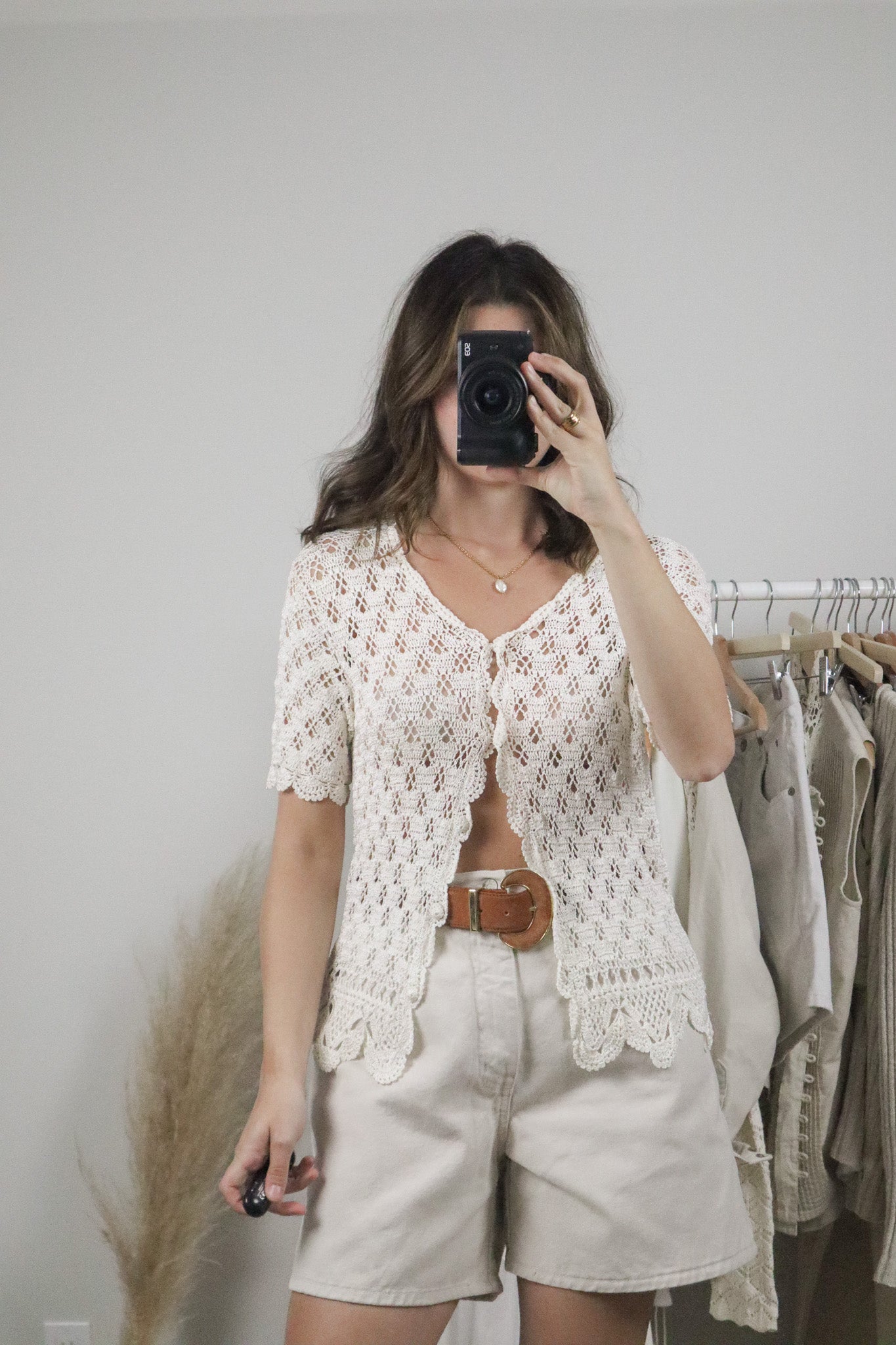 Vintage x Crochet Short Sleeve Knit (S)