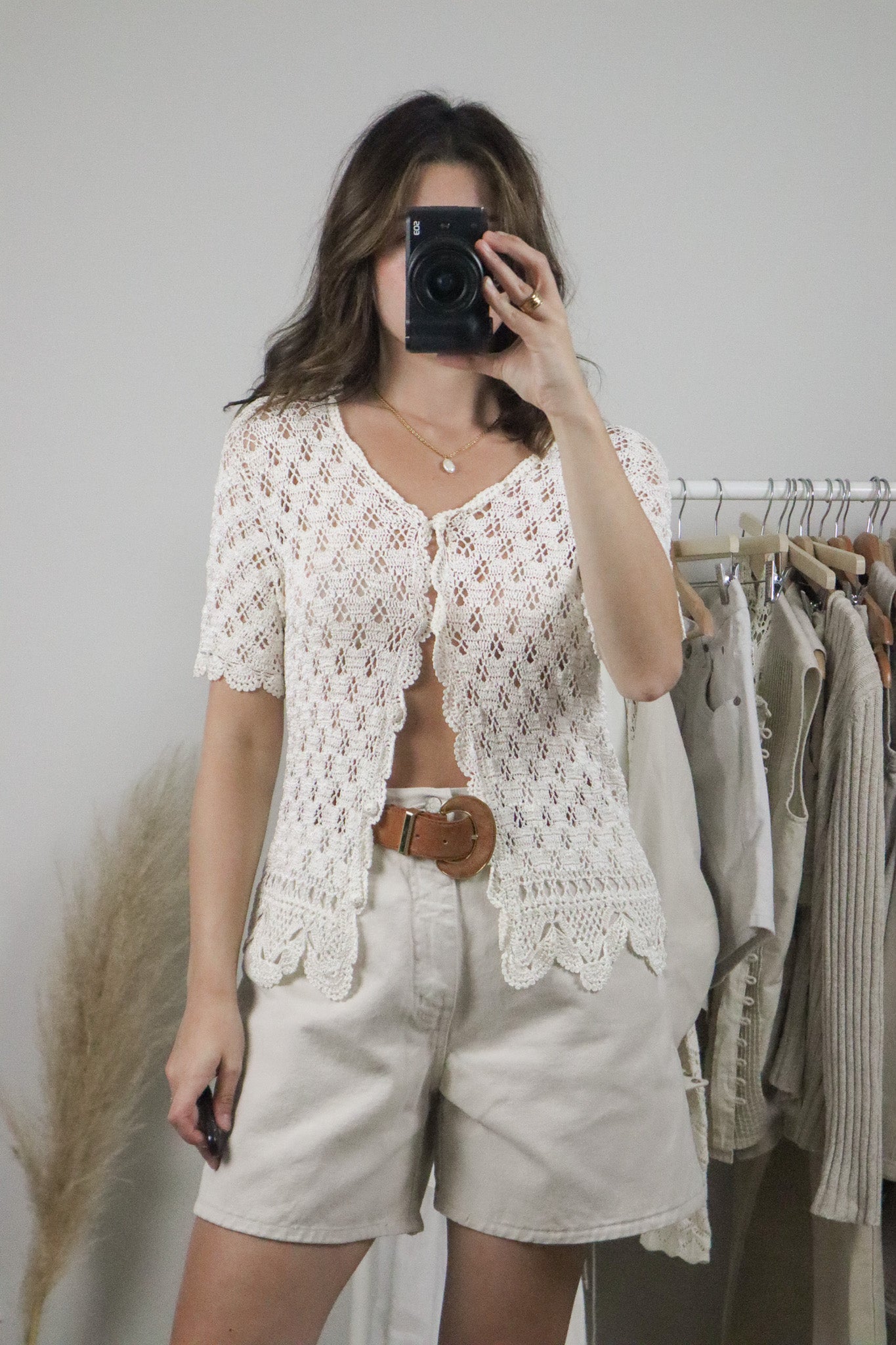 Vintage x Crochet Short Sleeve Knit (S)