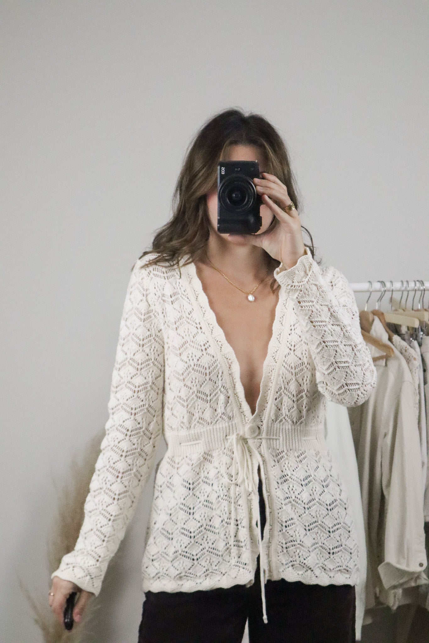 Vintage x Crochet Tie Cardigan (S)