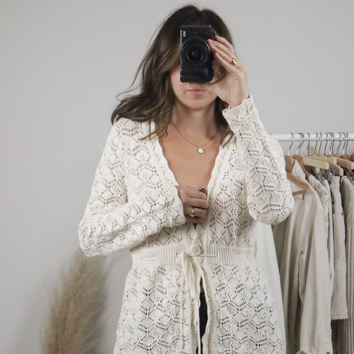 Vintage x Crochet Tie Cardigan (S)
