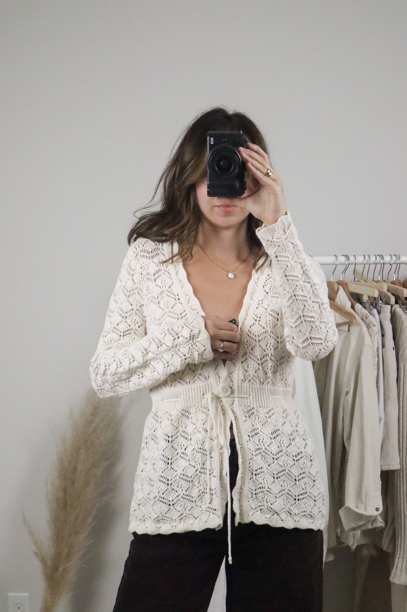 Vintage x Crochet Tie Cardigan (S)