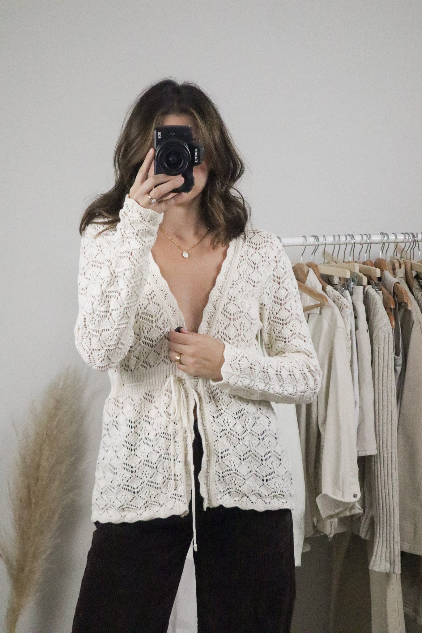 Vintage x Crochet Tie Cardigan (S)