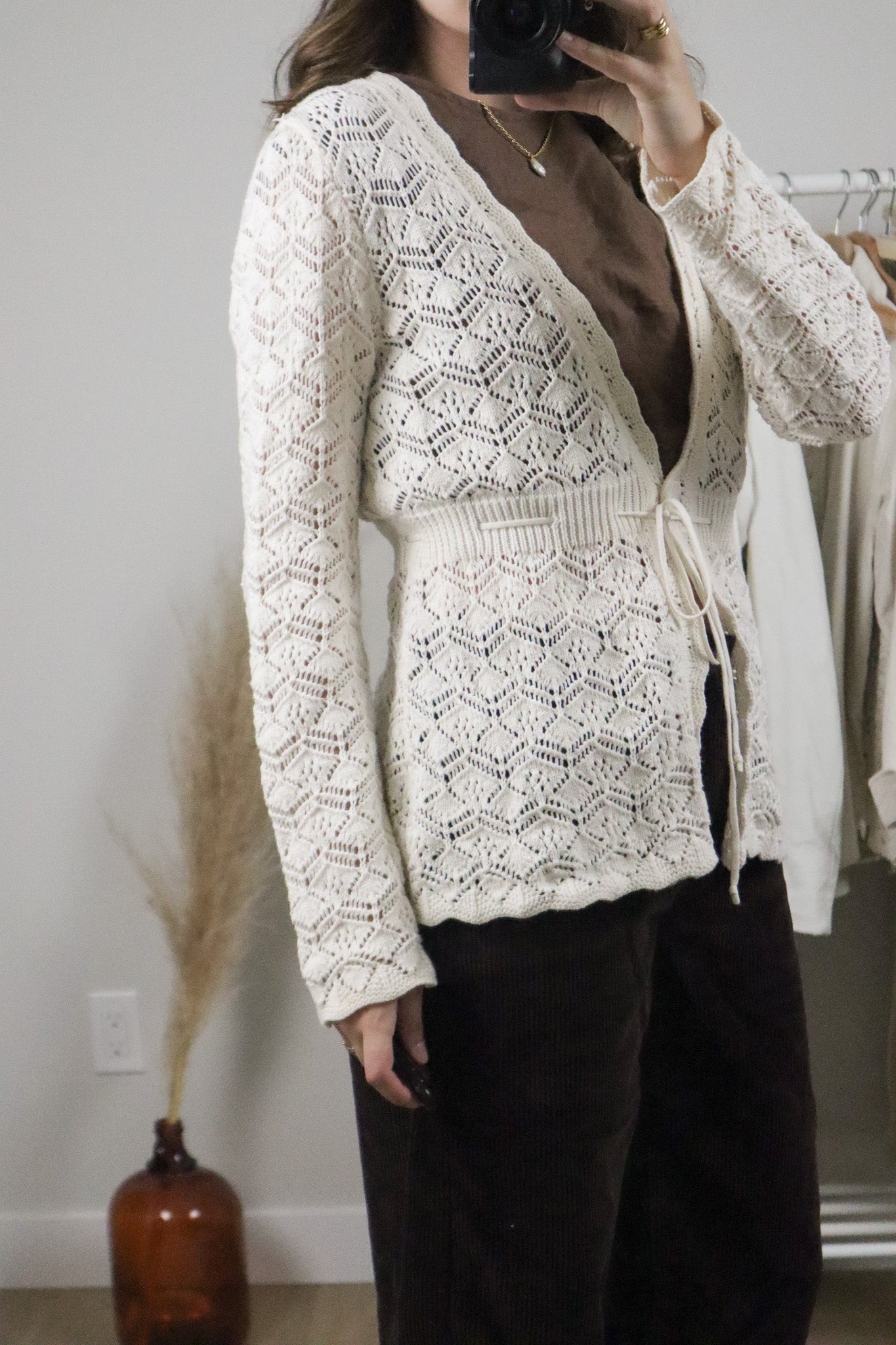 Vintage x Crochet Tie Cardigan (S)