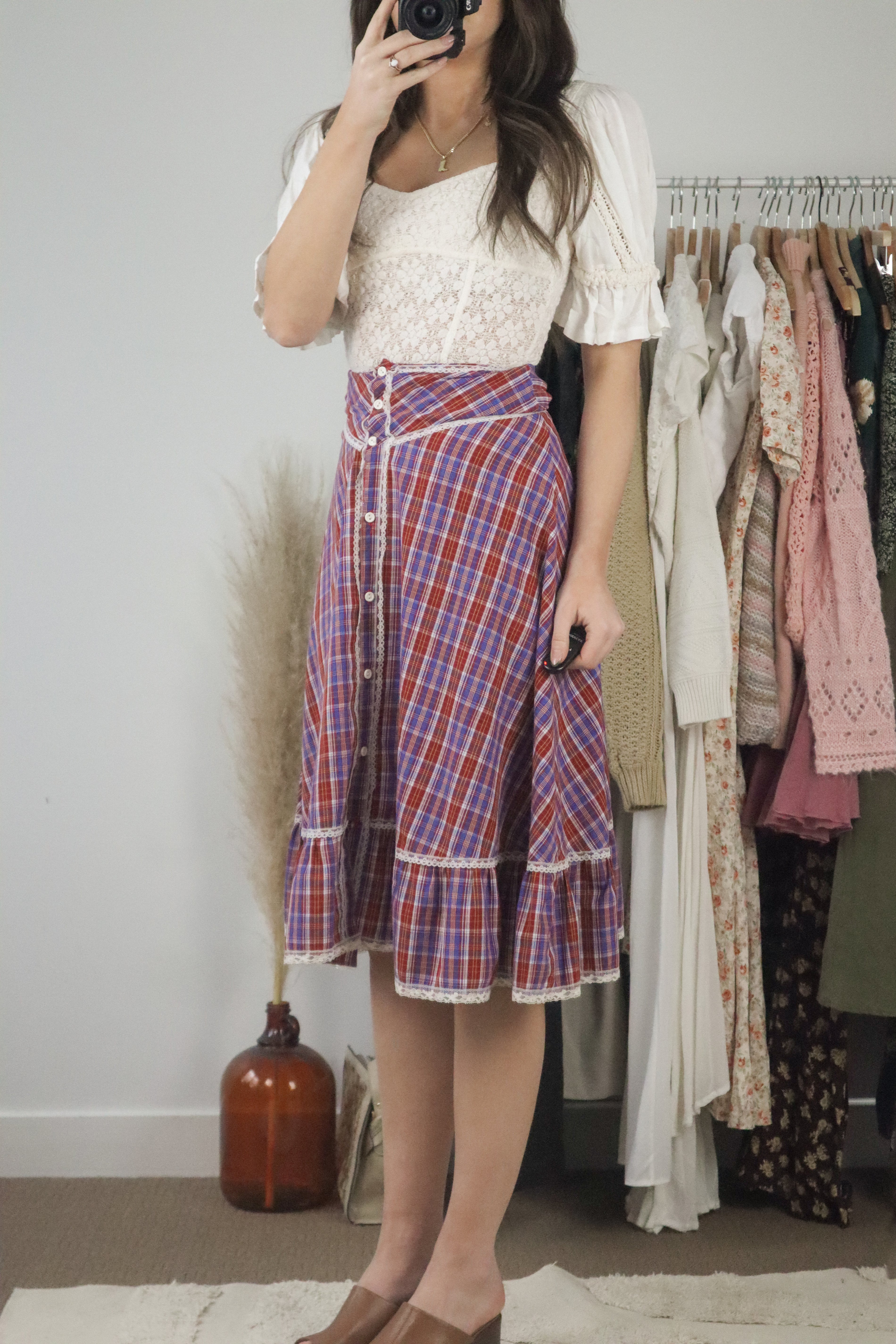 Made in Canada x Vintage x Plaid Midi Skirt (XXS/XS)