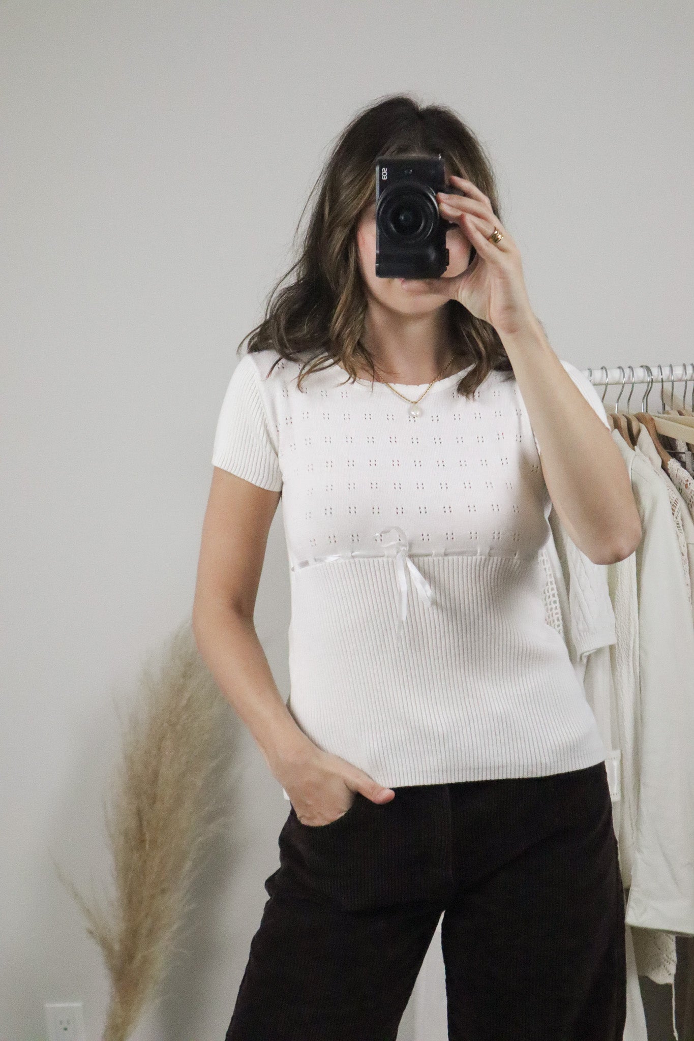 Vintage x Eyelet Short Sleeve Knit (S)