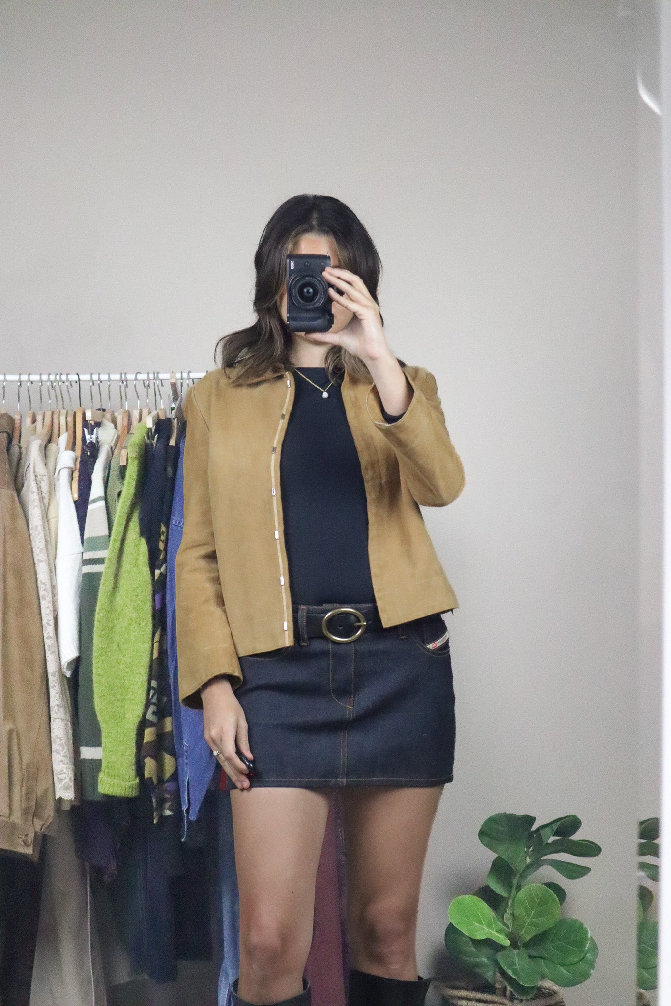 Vintage x Cropped Suede Coat (XXS/XS)