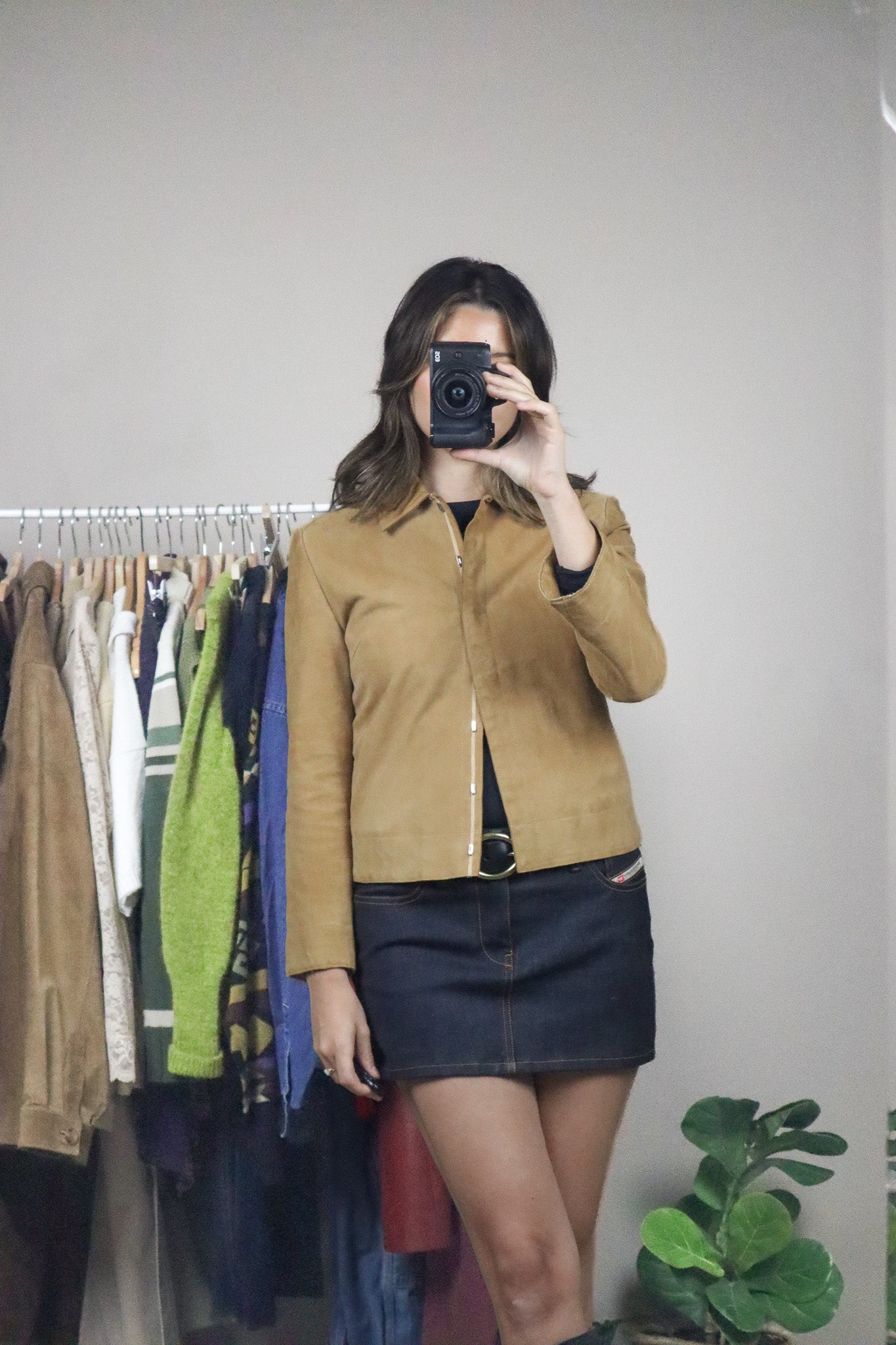 Vintage x Cropped Suede Coat (XXS/XS)