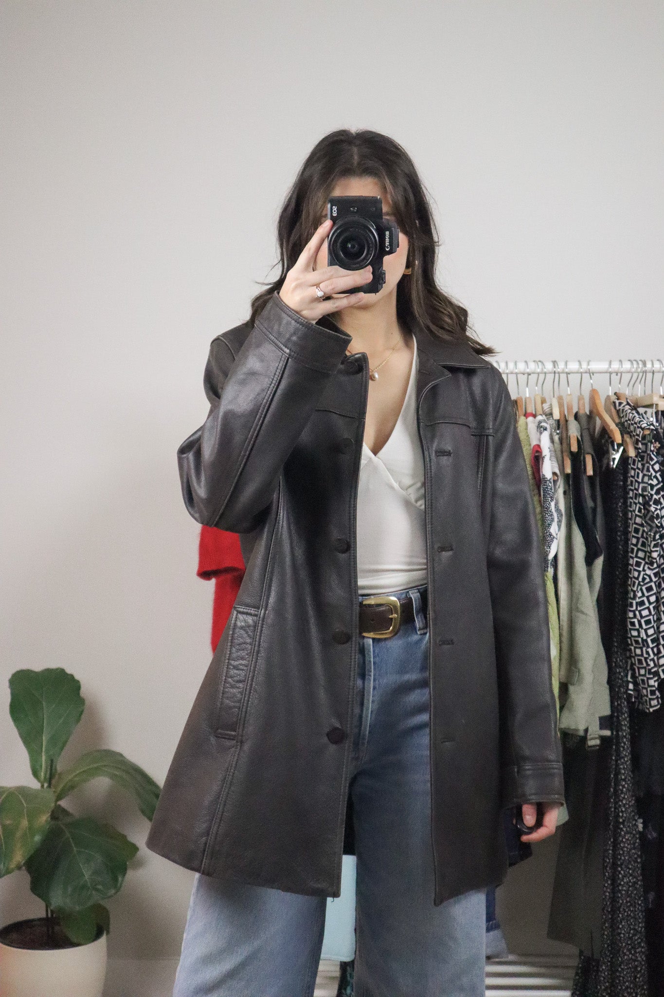 Vintage x Dainer Long Leather Blazer (M)