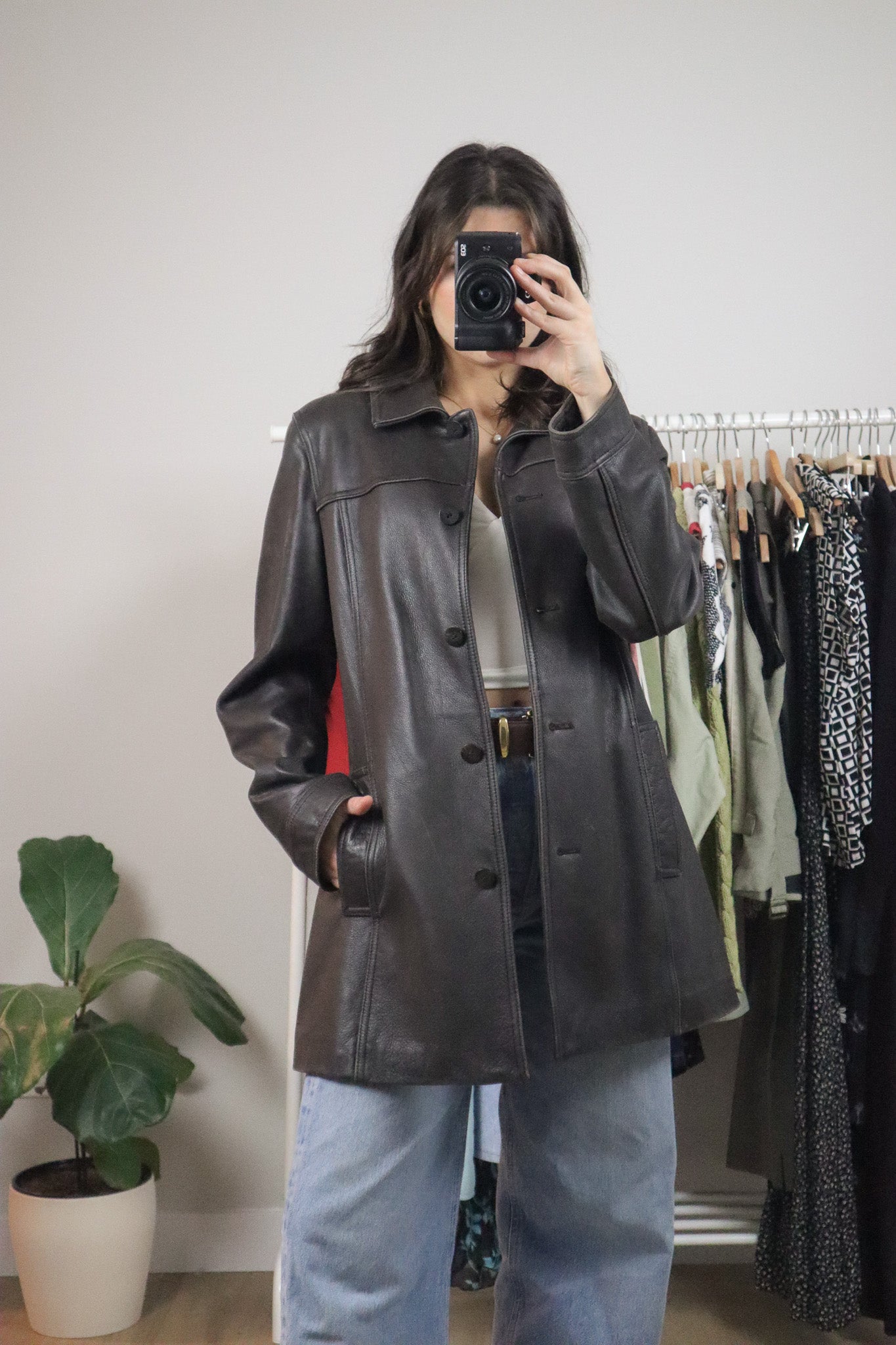 Vintage x Dainer Long Leather Blazer (M)