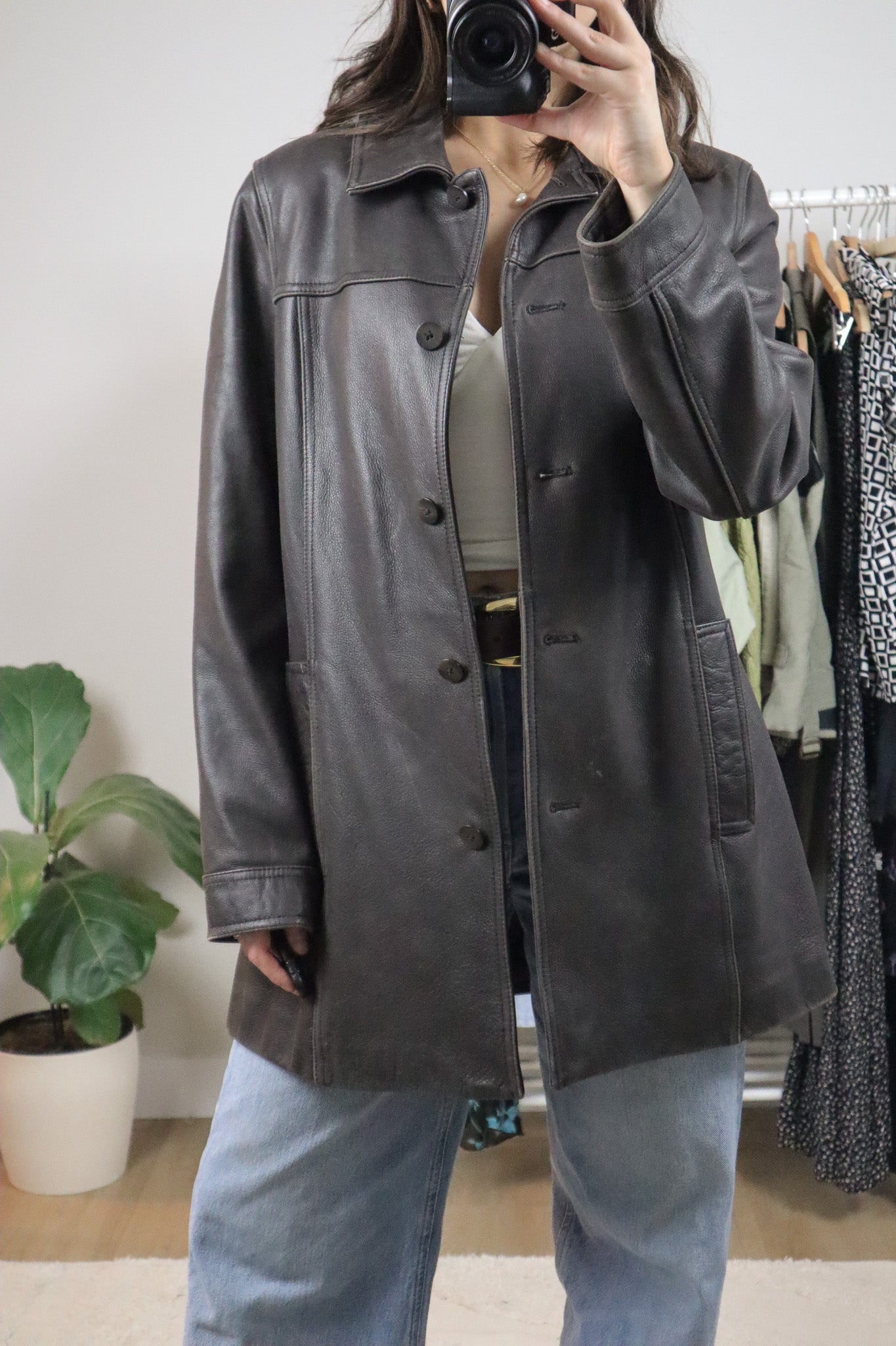 Vintage x Dainer Long Leather Blazer (M)
