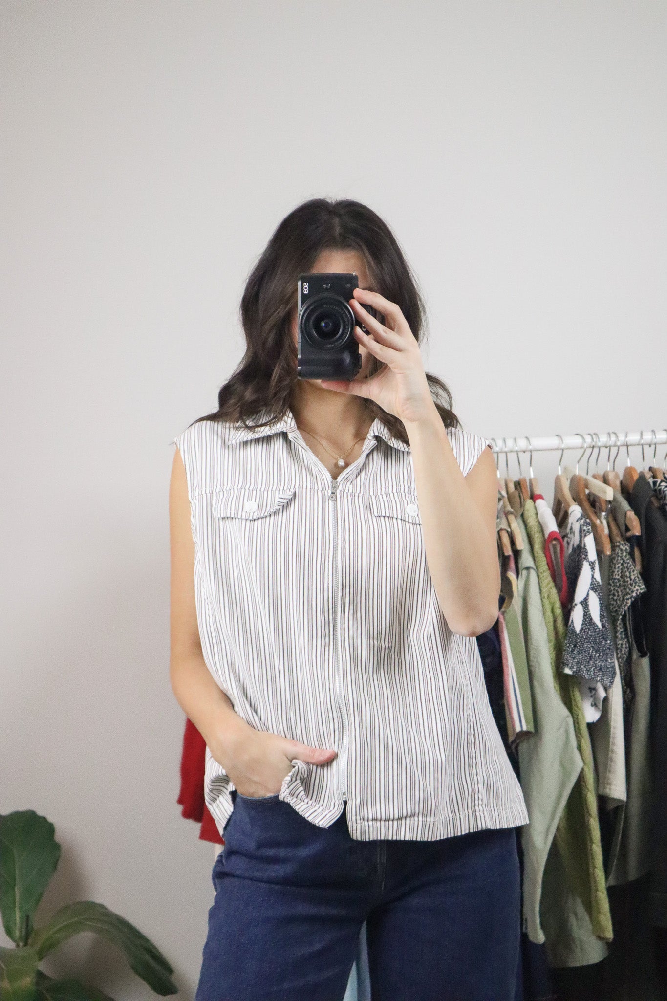Made in Canada x Vintage x Striped Zip-Up Vest (XL)