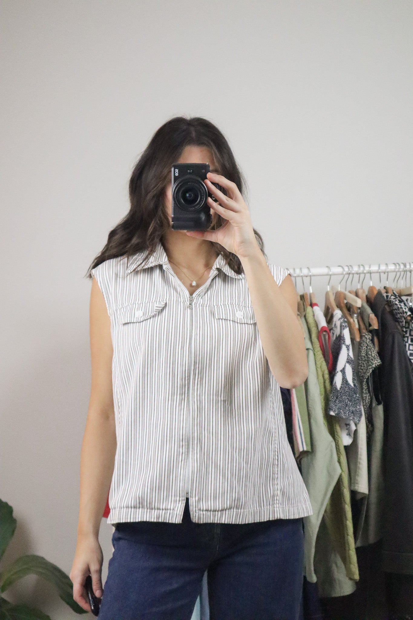 Made in Canada x Vintage x Striped Zip-Up Vest (XL)