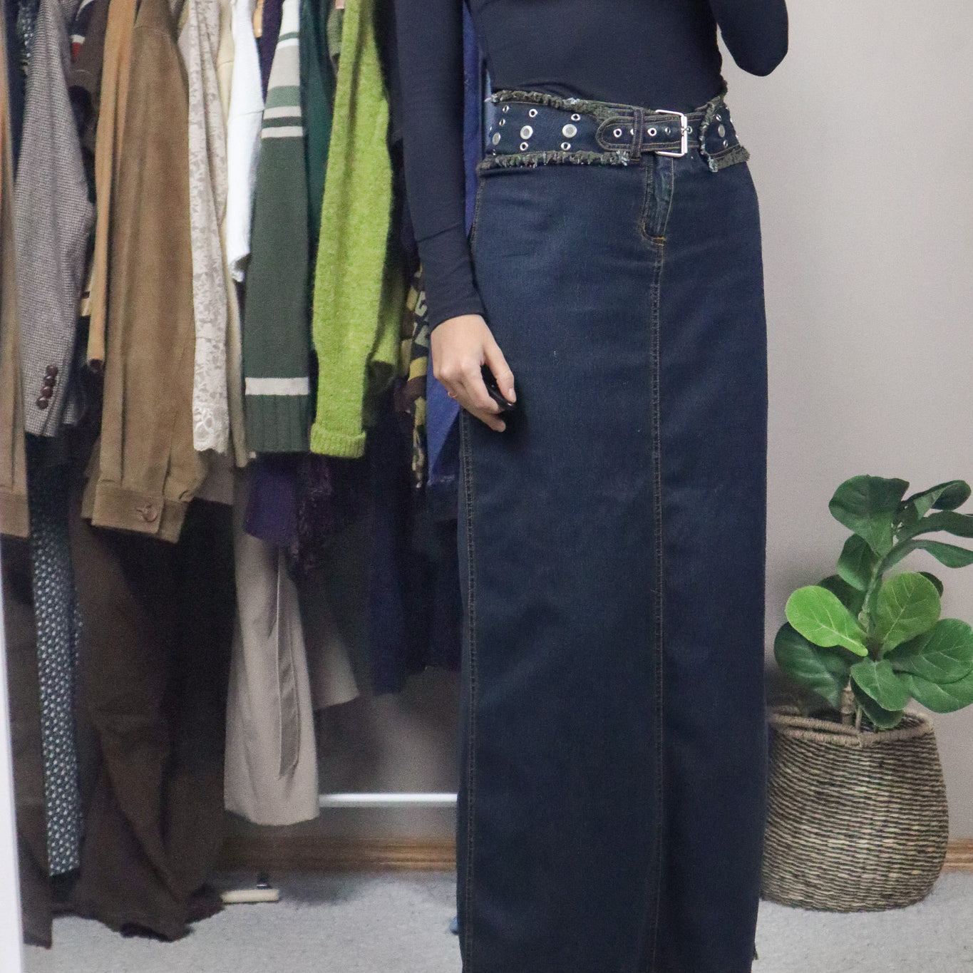 Vintage x Denim Belted Skirt (31)