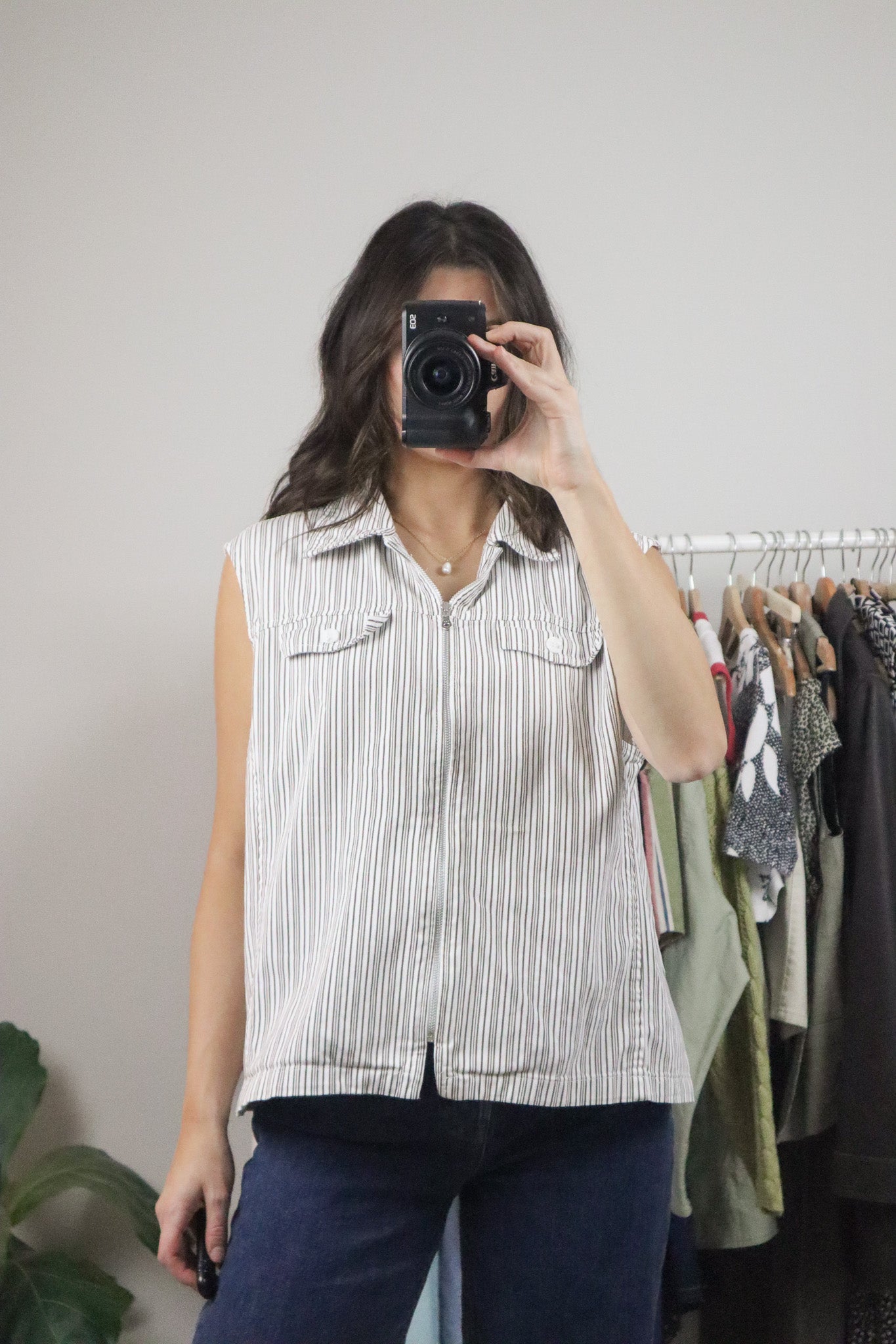 Made in Canada x Vintage x Striped Zip-Up Vest (XL)