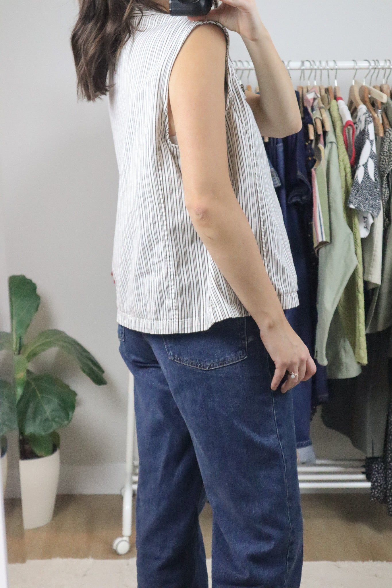 Made in Canada x Vintage x Striped Zip-Up Vest (XL)