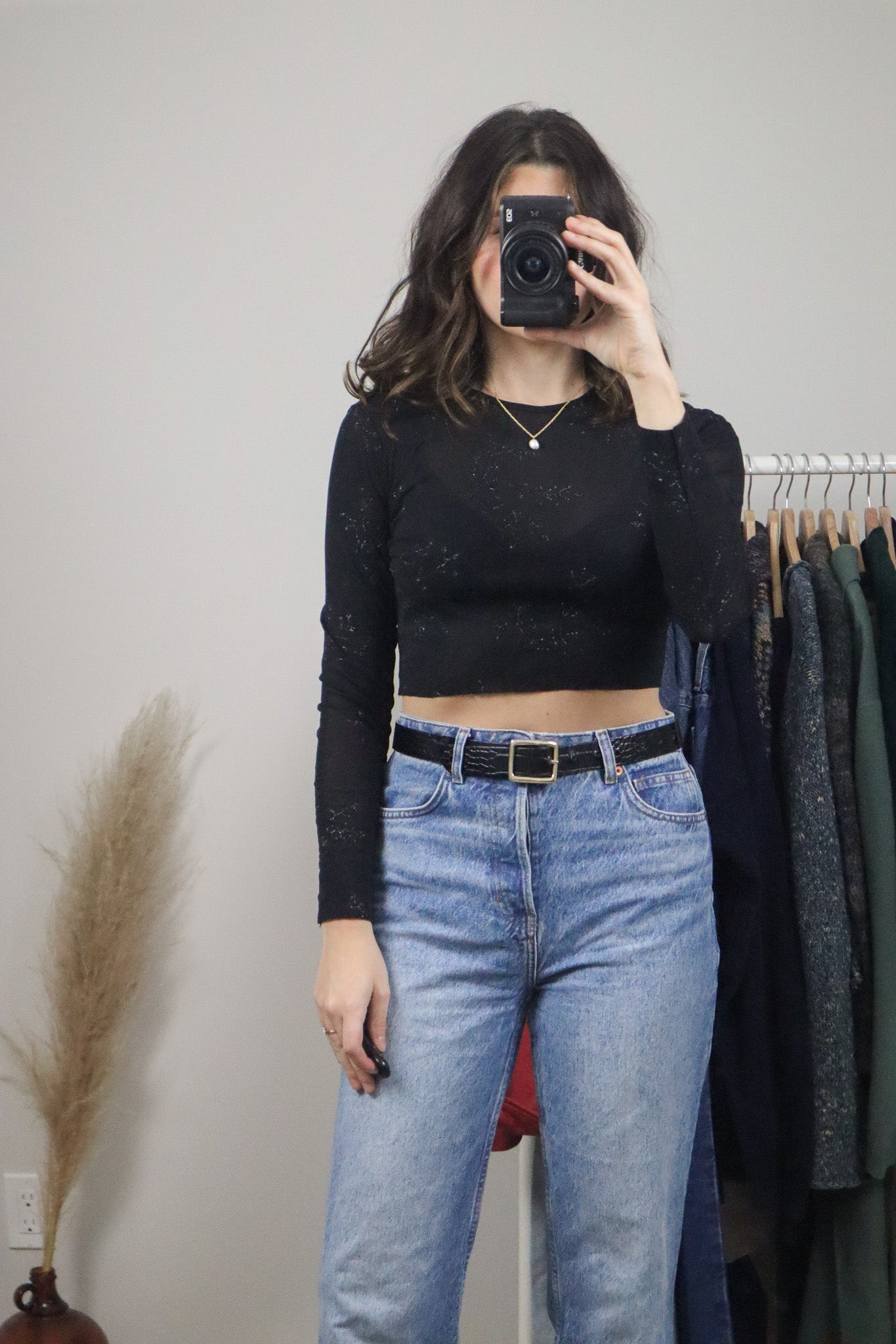 Modern x Mesh Glitter Crop Top (S)