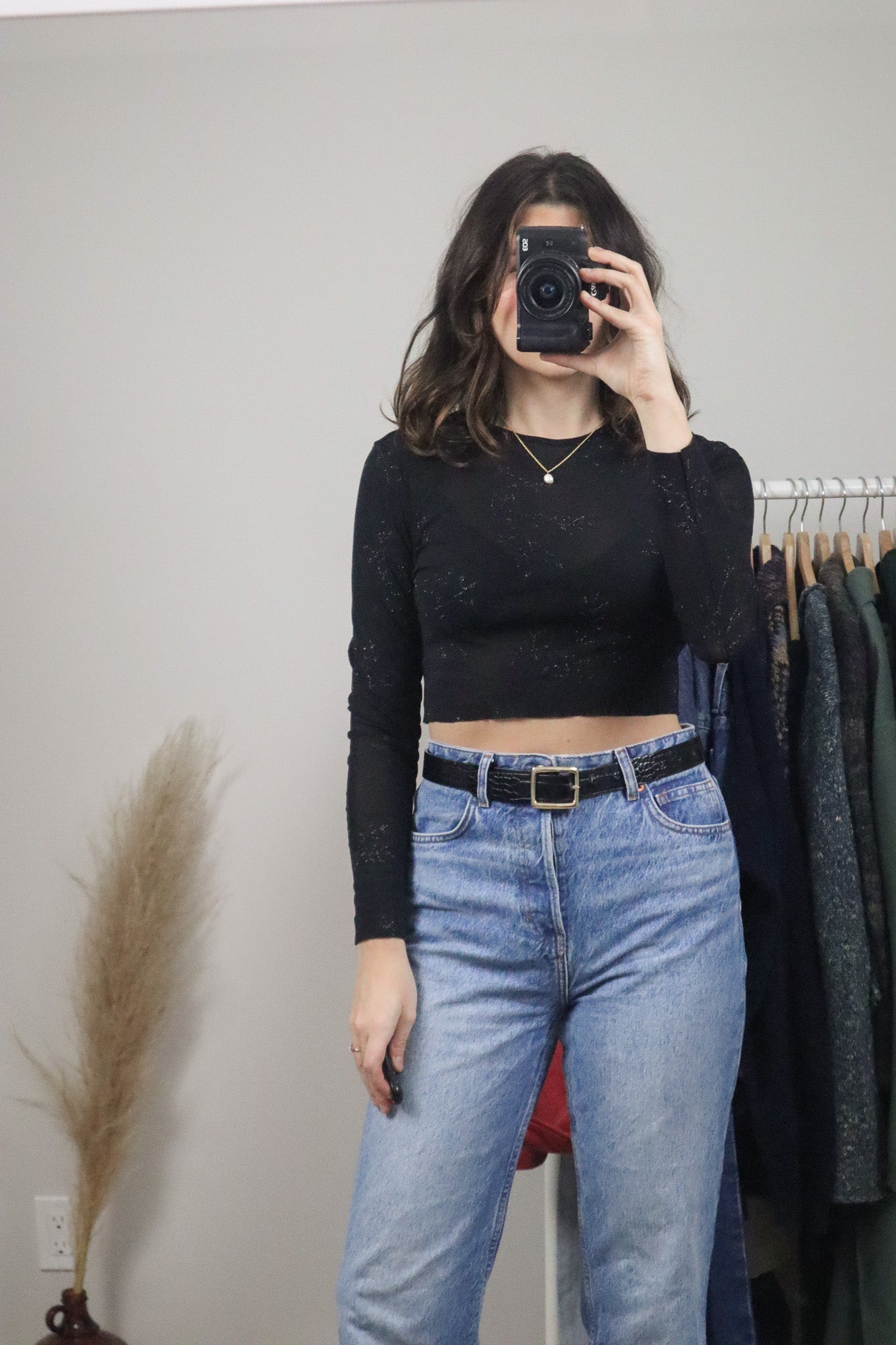 Modern x Mesh Glitter Crop Top (S)