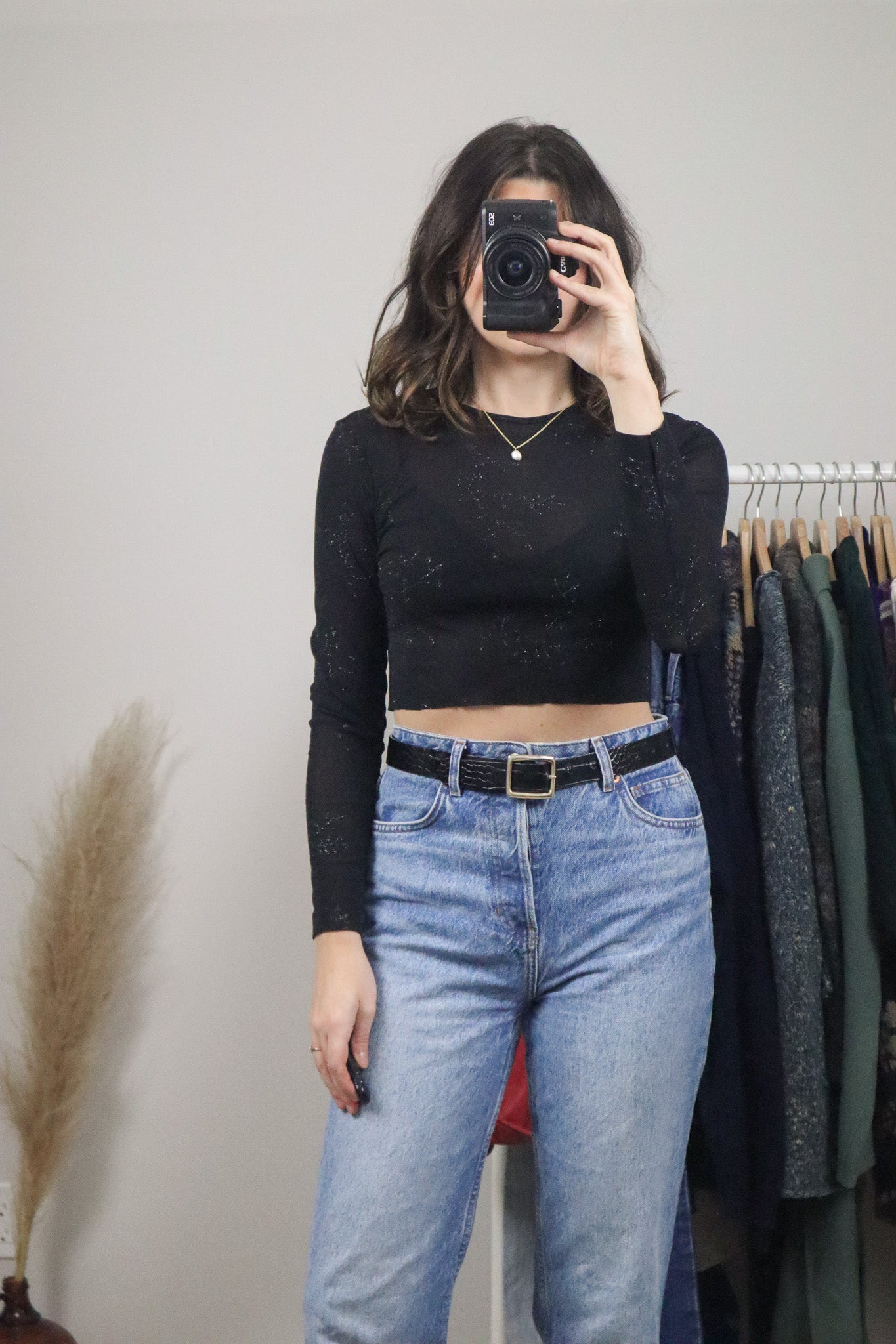 Modern x Mesh Glitter Crop Top (S)