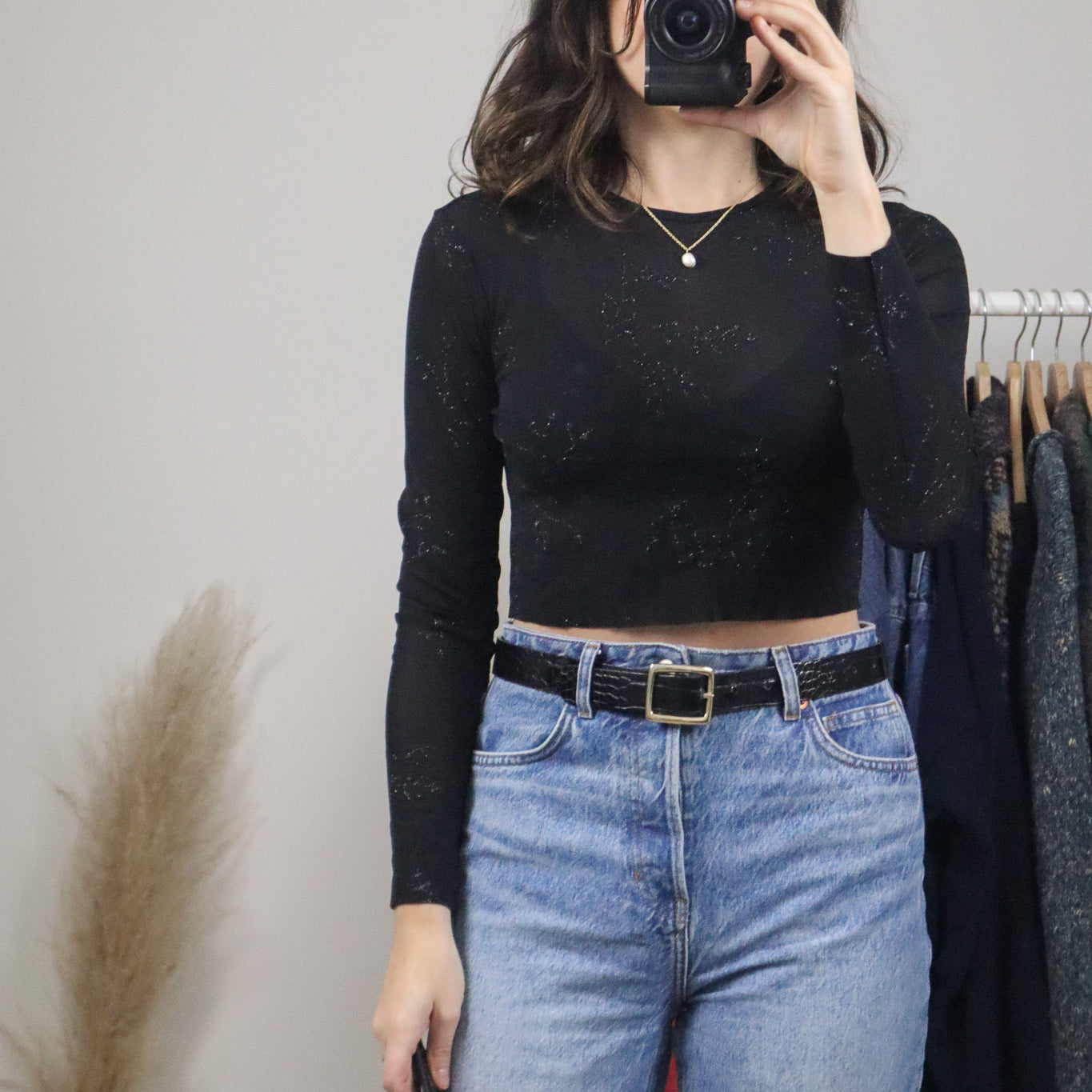 Modern x Mesh Glitter Crop Top (S)