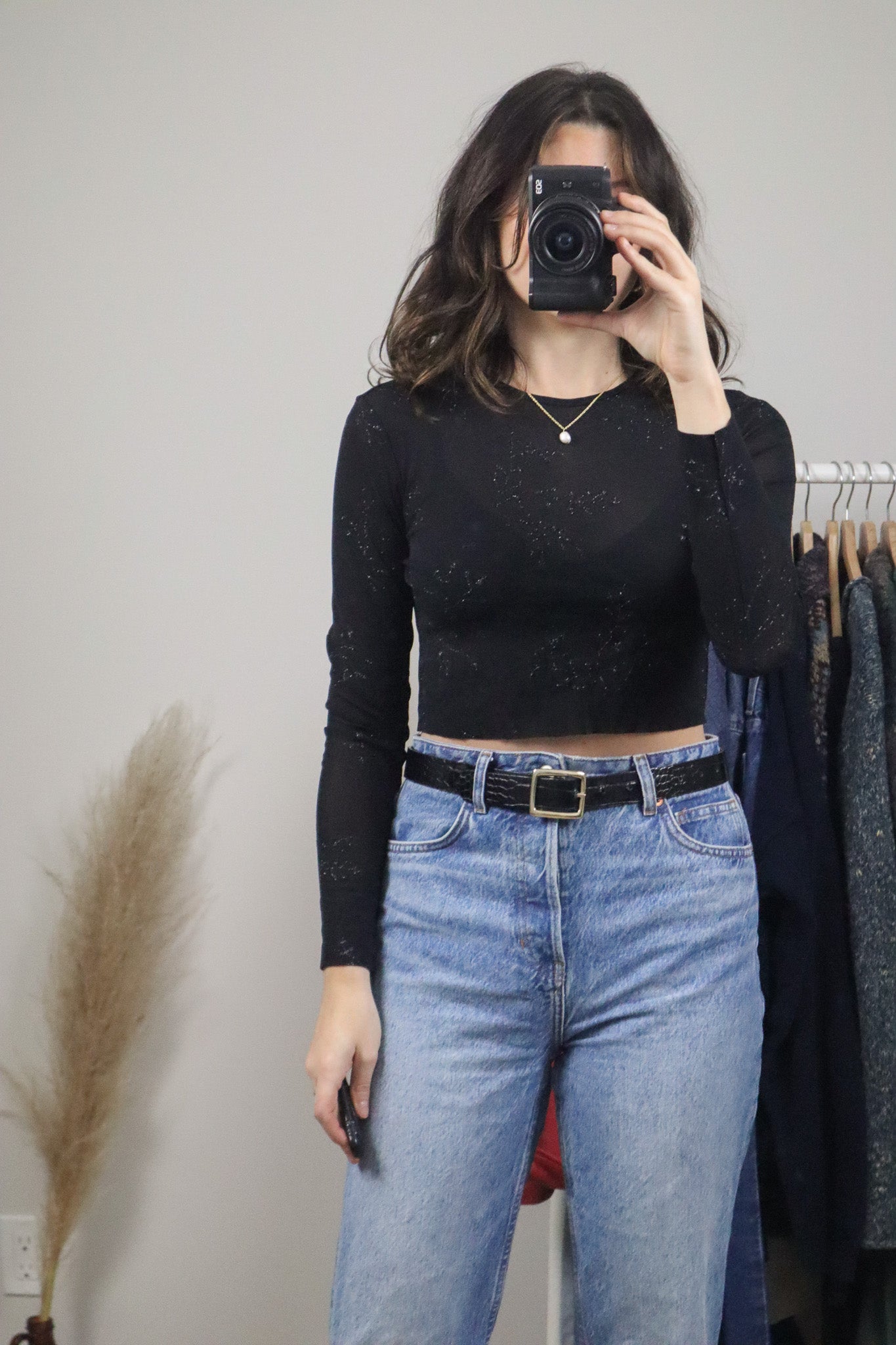 Modern x Mesh Glitter Crop Top (S)