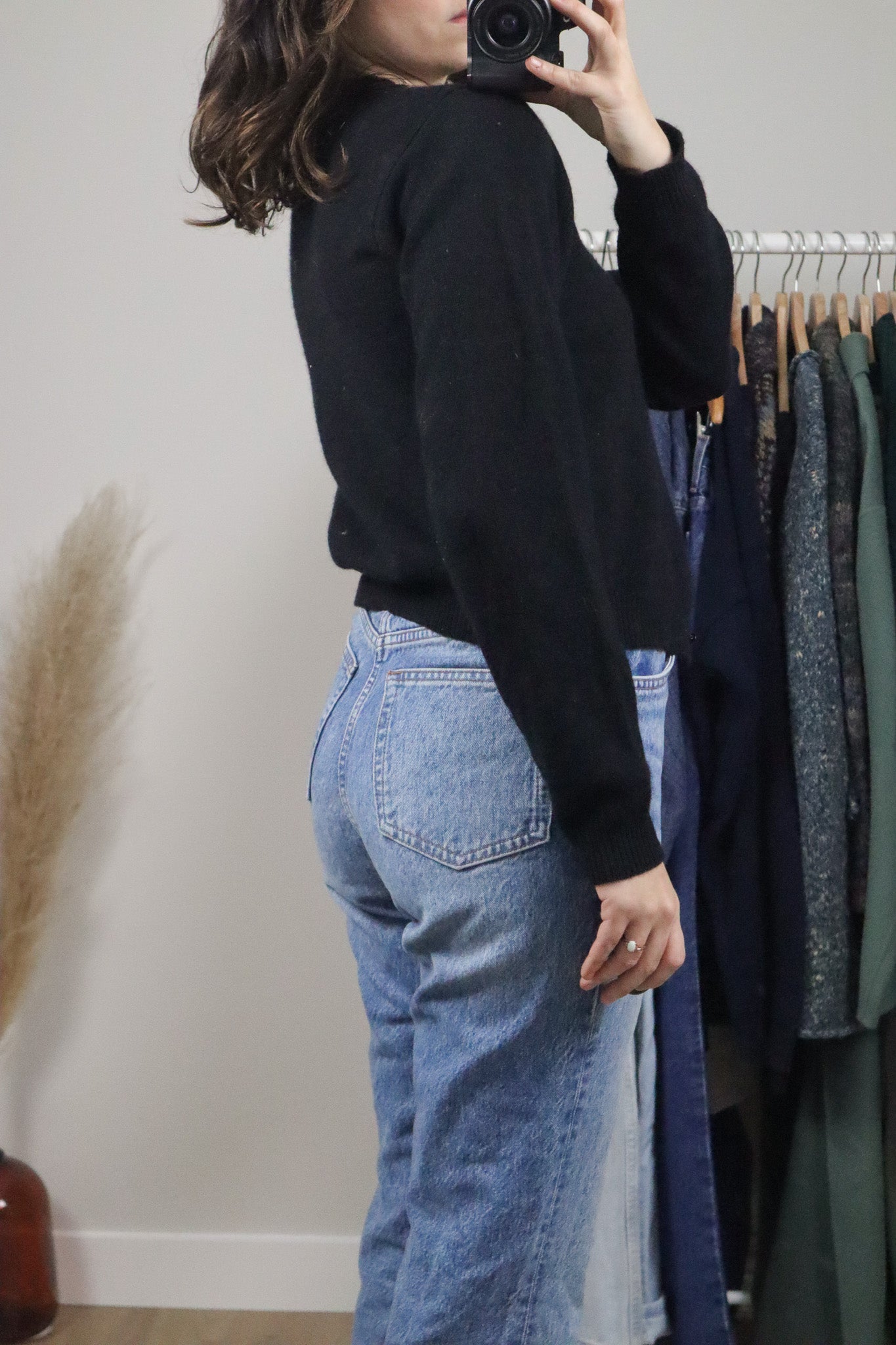 Vintage x Wool & Angora Cardigan W/ Beaded Collar (S)