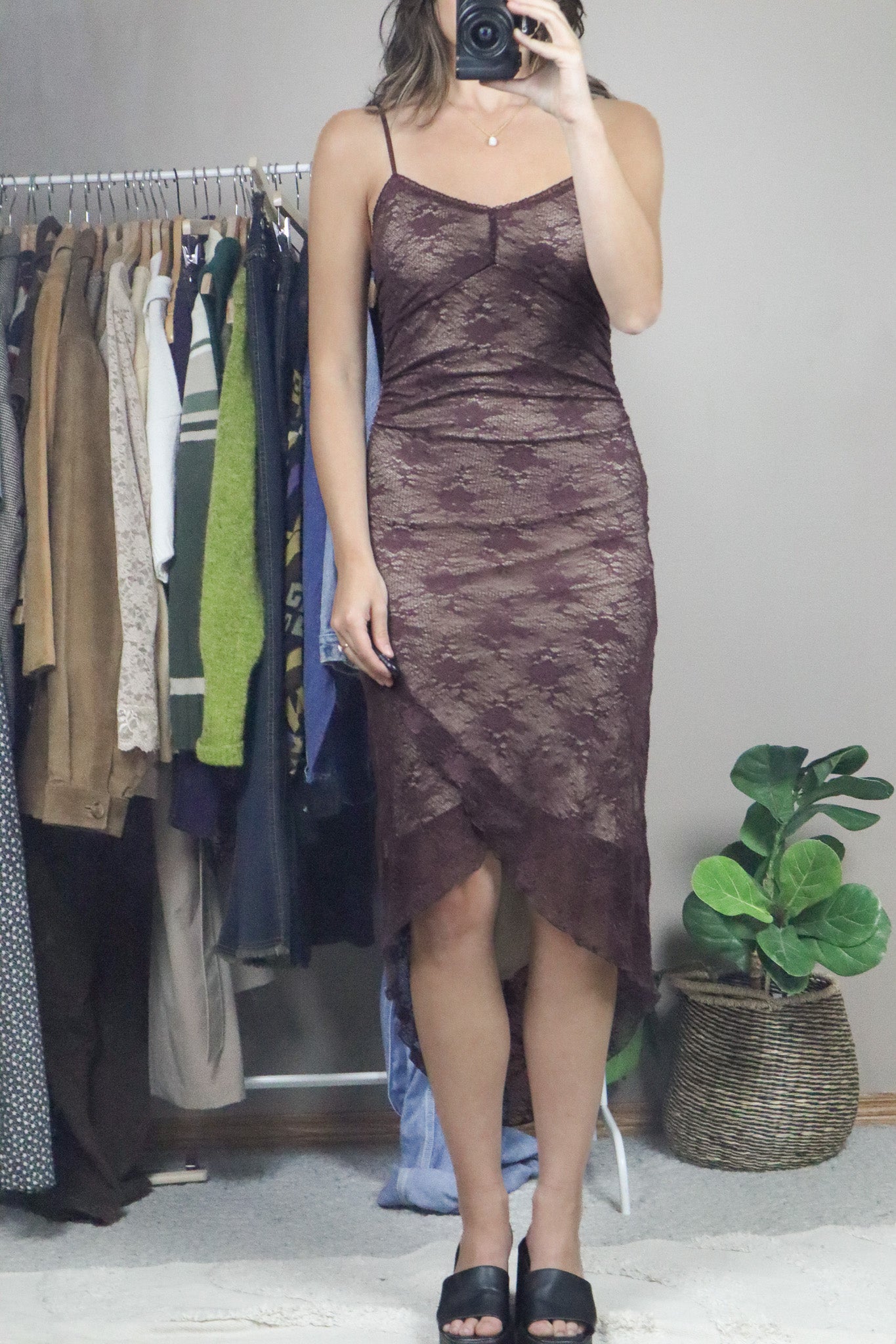 Made in USA x Vintage x Lace Maxi Dress (XS/S)