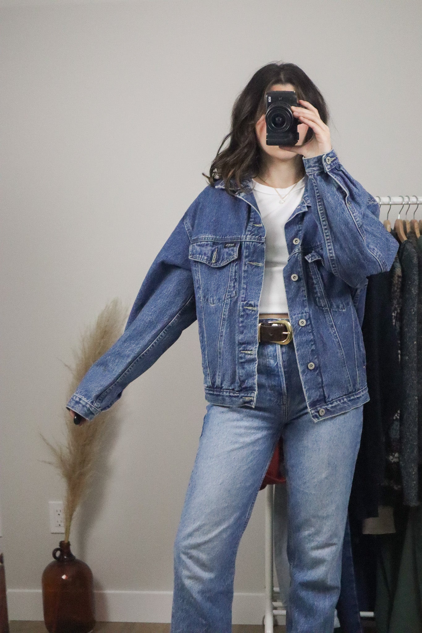 Vintage x 90s Oversized Denim Trucker Jacket (S/M)