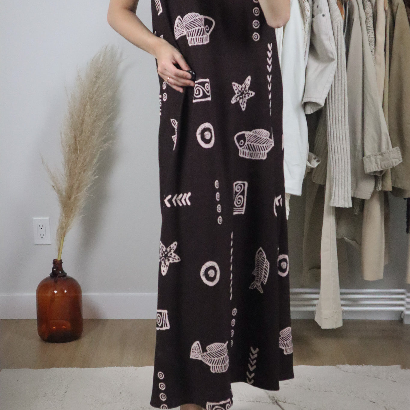 Made in USA x Vintage x Patterned Maxi Dress (M)
