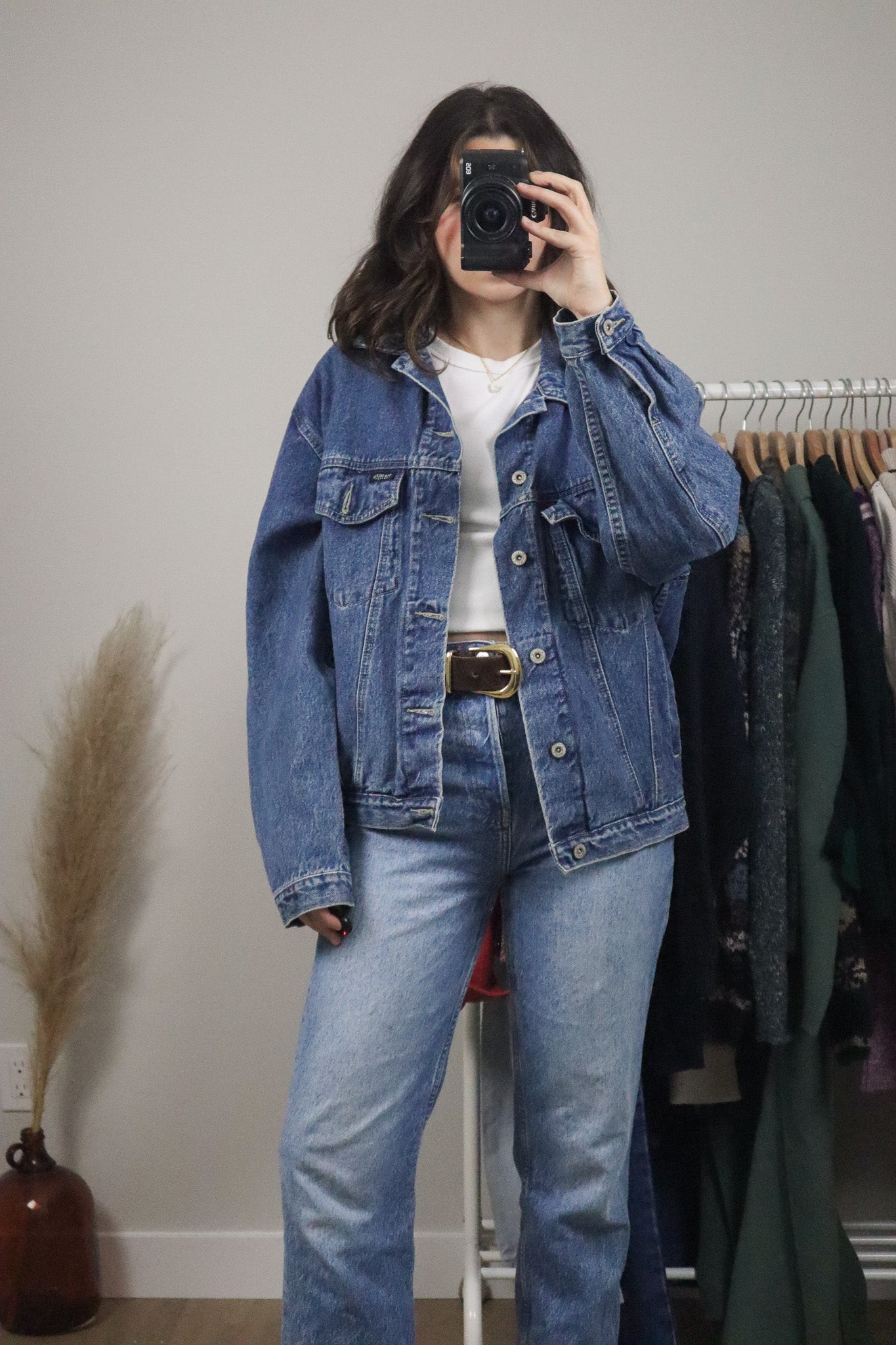 Vintage x 90s Oversized Denim Trucker Jacket (S/M)