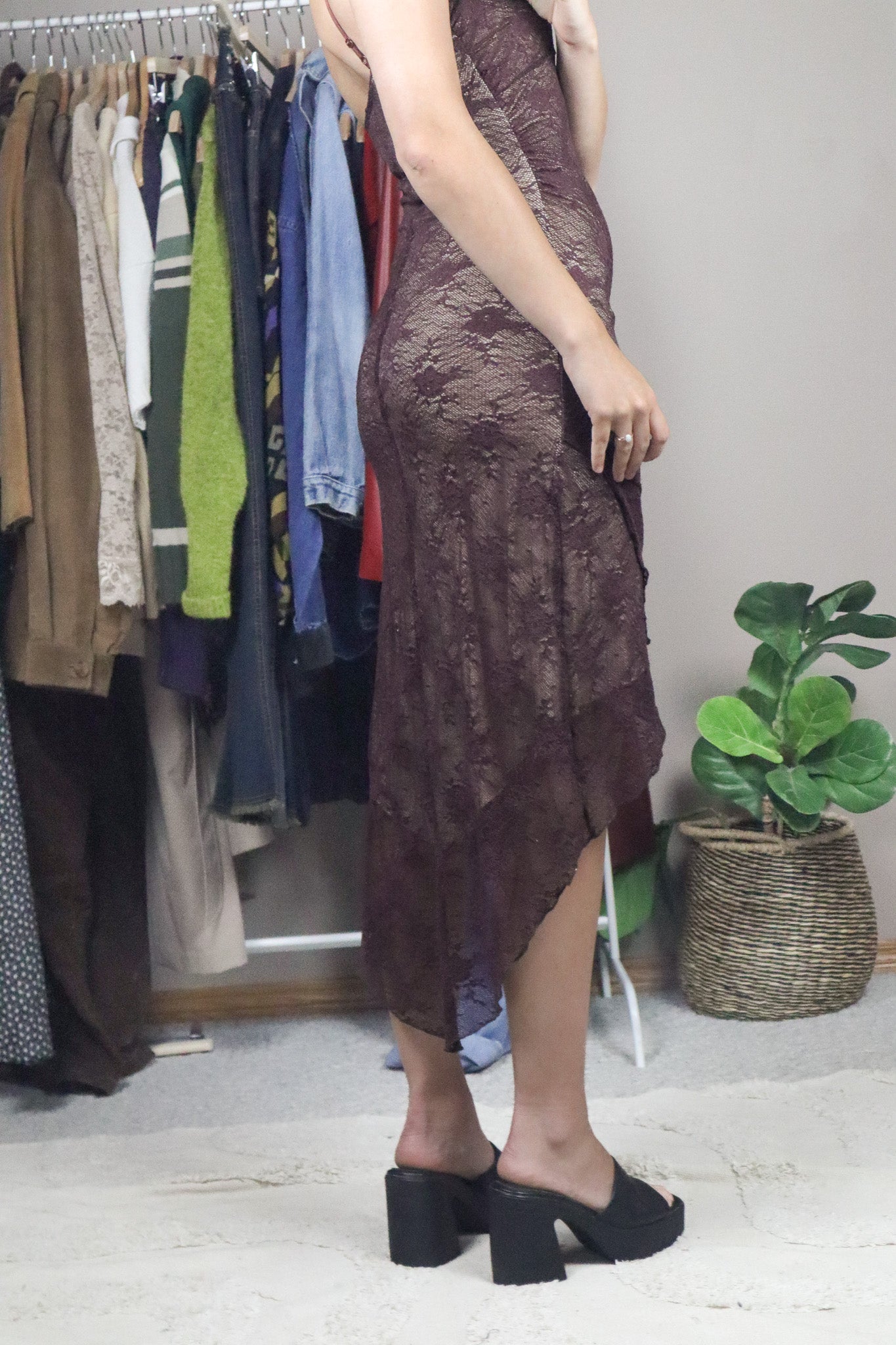 Made in USA x Vintage x Lace Maxi Dress (XS/S)